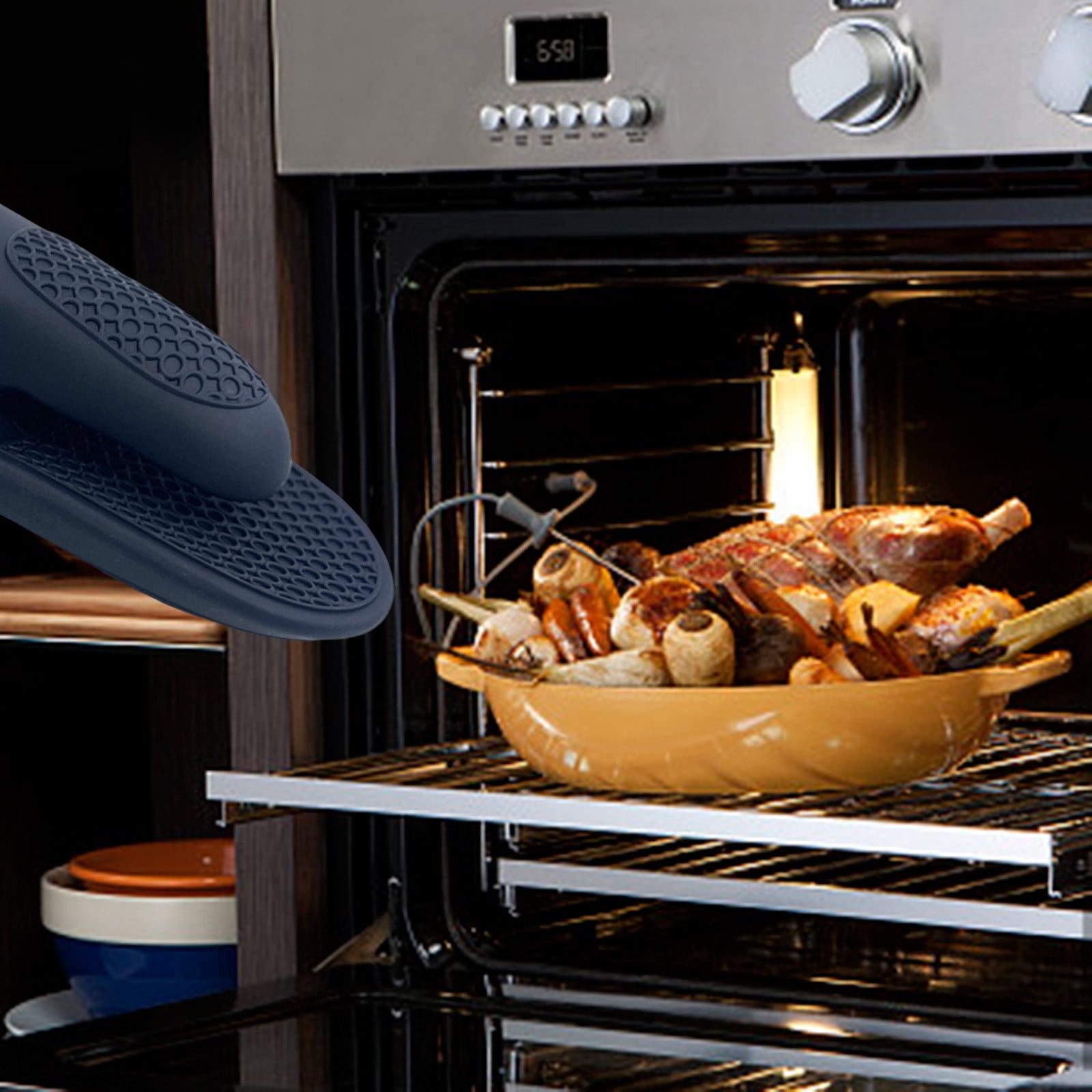 JWDX Oven Mitts Clearance! Mini Silicone Oven Mitts Set Oven Mitts Heat Insulation Oven Gloves for Kitchen Cooking and Baking Protecting Fingers Mini Oven Hand Clips, Include 1Pc Silicone Gloves D - Image 2