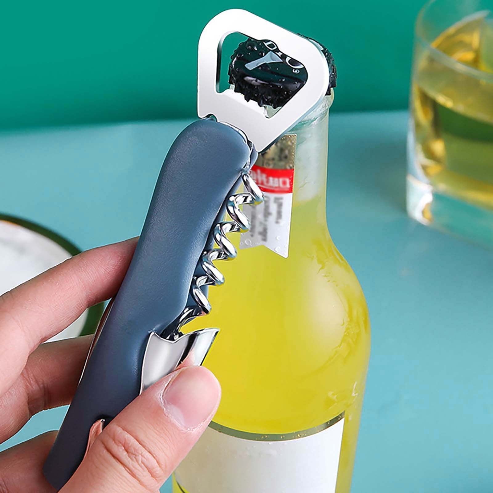 JWDX Bottle and Can Openers Clearance! Home Steel Beer Wine Opening Tools 4 in 1 Stainless Steel Wine Opening Tools Home Cans Kitchen Restaurant and Bar, Include 1X4 in 1 Bottle Opener Blue - Image 2