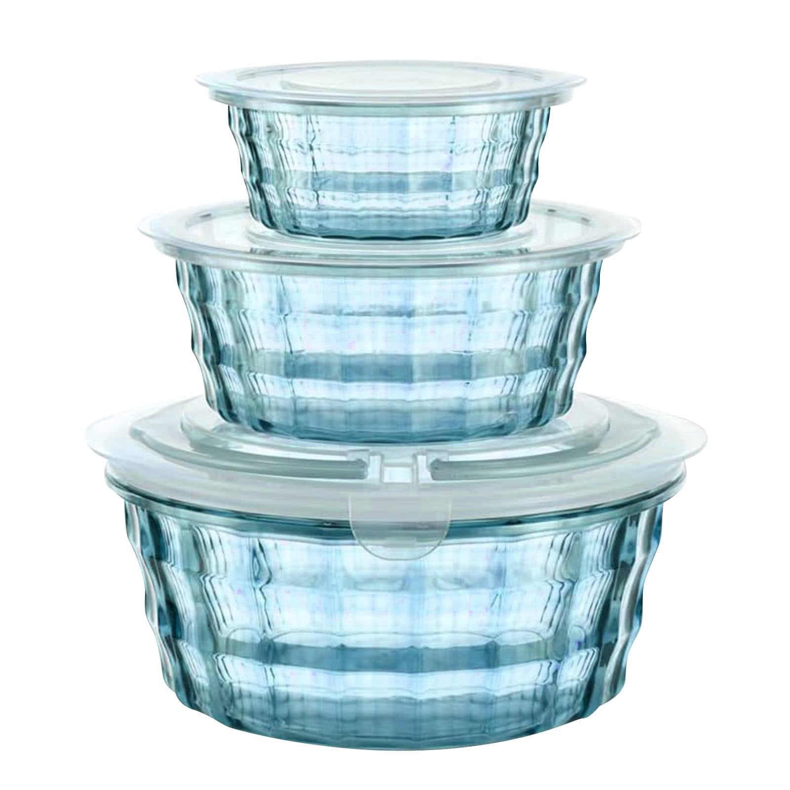 JWDX Food Storage Clearance! Fruit Box Fruit Containers with Tureen Bowl Clear Plastic Container Plastic Container Sealed Container Cereal Oatmeal Food Box 3Pc Clearance Sale Blue - Image 1