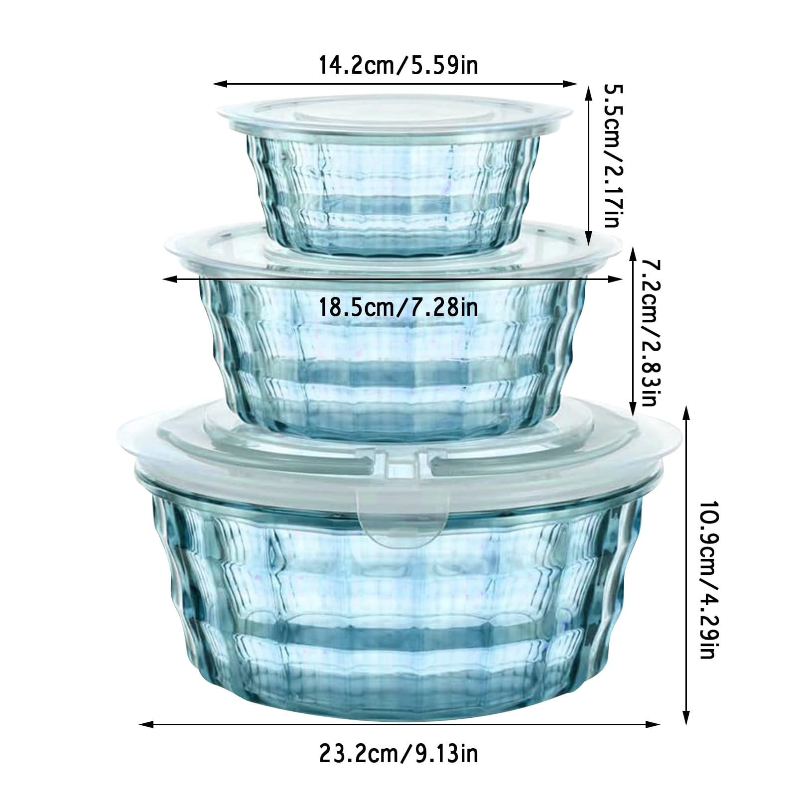 JWDX Food Storage Clearance! Fruit Box Fruit Containers with Tureen Bowl Clear Plastic Container Plastic Container Sealed Container Cereal Oatmeal Food Box 3Pc Clearance Sale Blue - Image 2