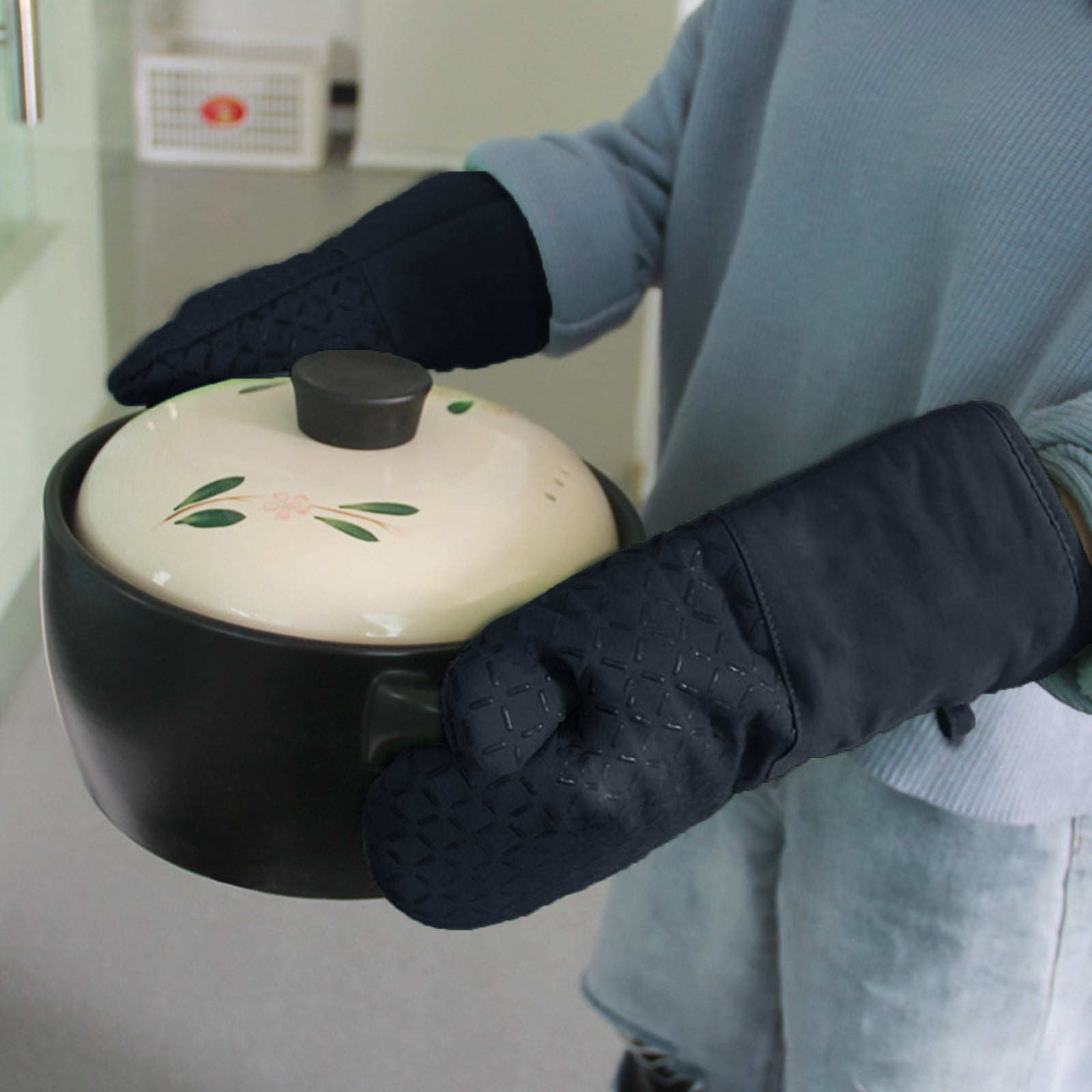 JWDX Oven Mitts Clearance! Microwave Silicone Insulation Gloves Thickened Anti-Slip Kitchen Oven Baking Anti-Scalding Gloves, Include 1 Heat Resistant Oven Mitt Silicone Oven Mitt AS shown - Image 5
