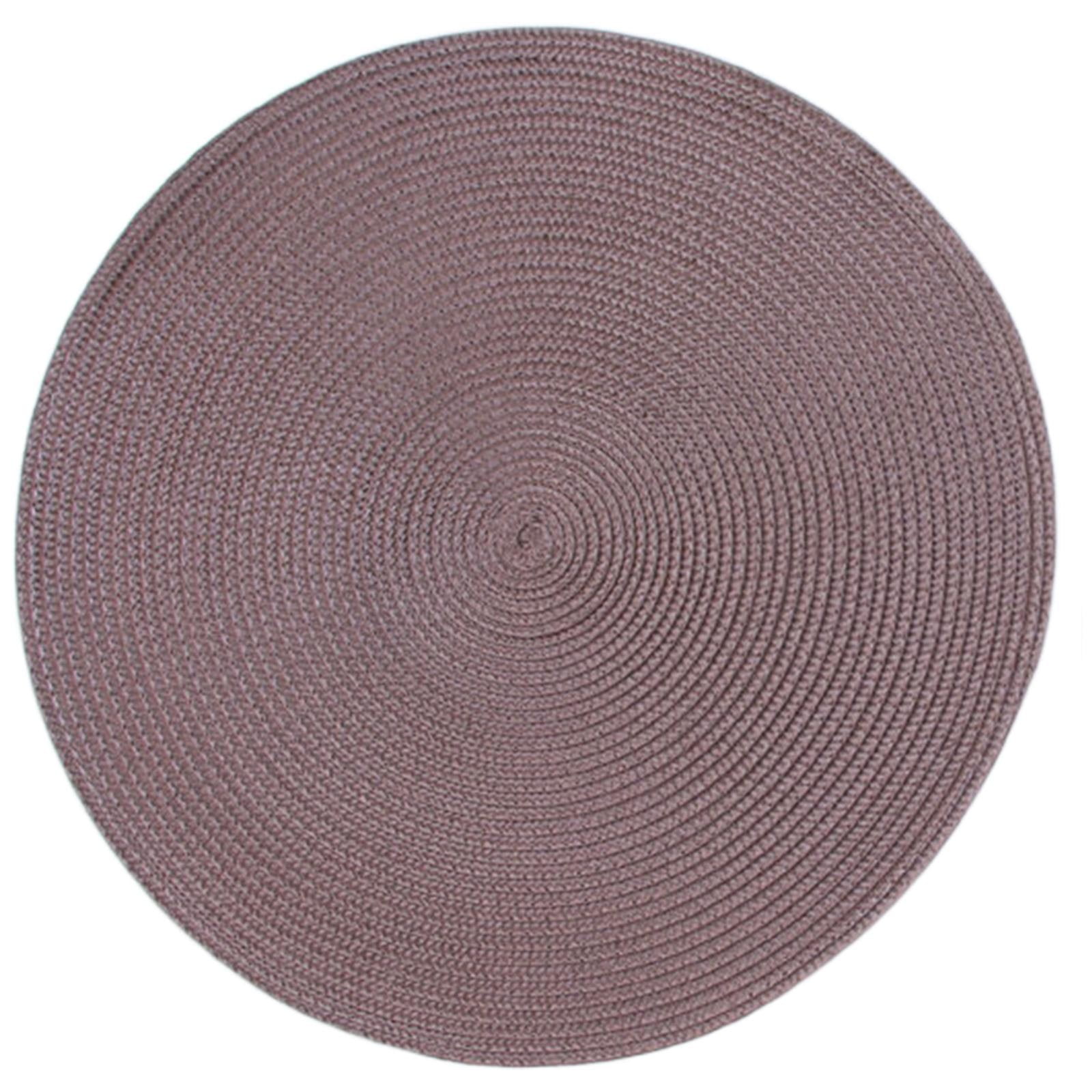 JWDX Placemats, 4 Pieces of Hand-Woven Placemats Insulation Mats Dining Table Anti-Slip Mats Clearance! Woven Spiral Table Placemats 15 Inches Round Set of 4 Non Slip Dining & Kitchen Table Mats Brown - Image 1