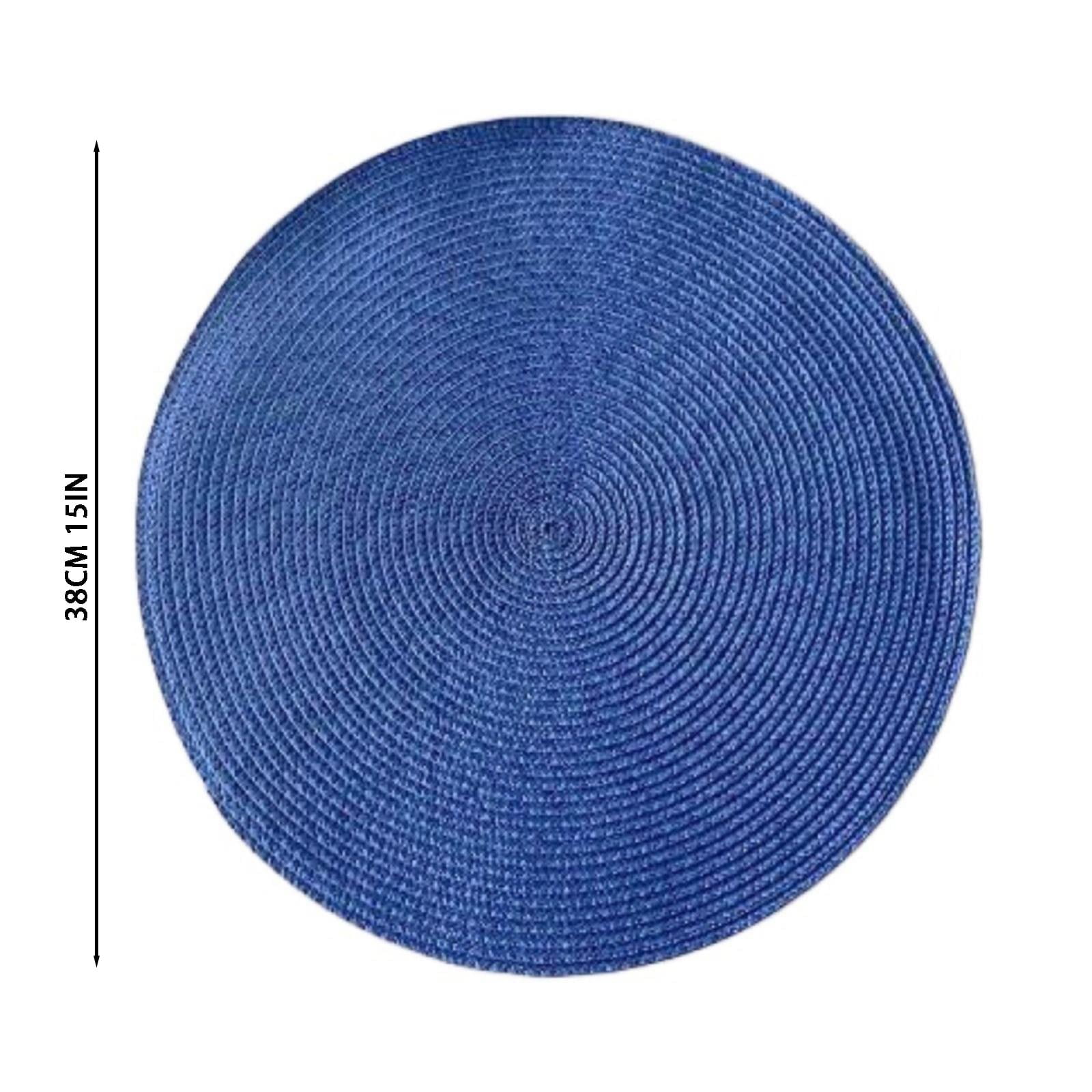 JWDX Placemats, 4 Pieces of Hand-Woven Placemats Insulation Mats Dining Table Anti-Slip Mats Clearance! Woven Spiral Table Placemats 15 Inches Round Set of 4 Non Slip Dining & Kitchen Table Mats Gold - Image 3