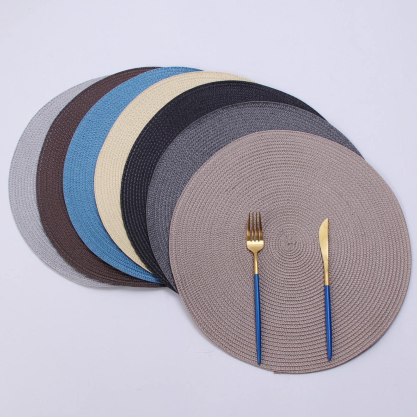 JWDX Placemats, 4 Pieces of Hand-Woven Placemats Insulation Mats Dining Table Anti-Slip Mats Clearance! Woven Spiral Table Placemats 15 Inches Round Set of 4 Non Slip Dining & Kitchen Table Mats Gold - Image 4