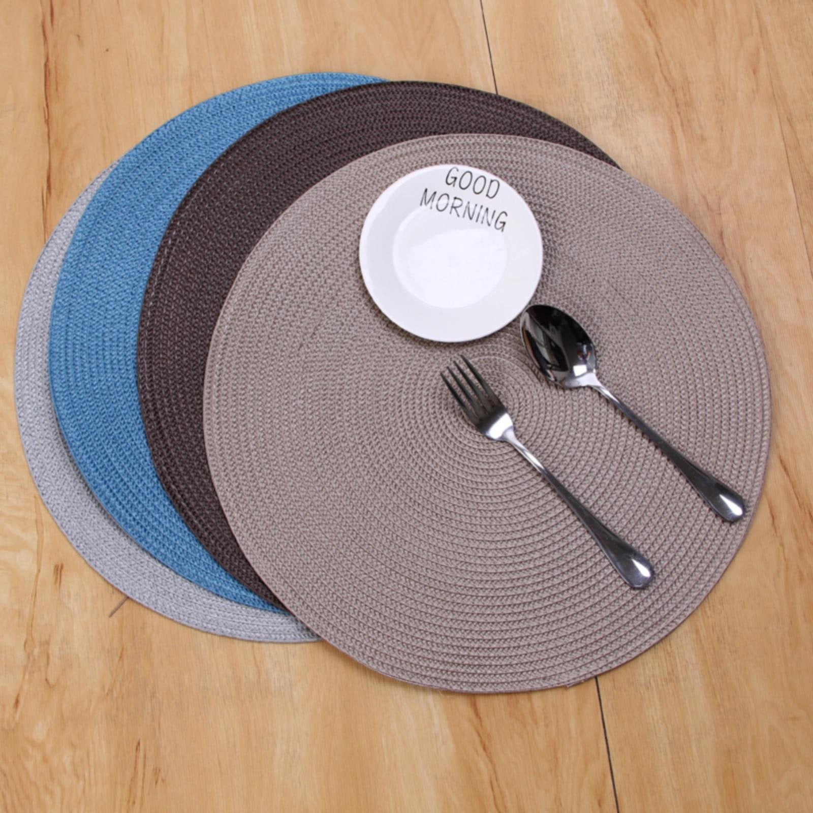 JWDX Placemats, 4 Pieces of Hand-Woven Placemats Insulation Mats Dining Table Anti-Slip Mats Clearance! Woven Spiral Table Placemats 15 Inches Round Set of 4 Non Slip Dining & Kitchen Table Mats Gold - Image 5