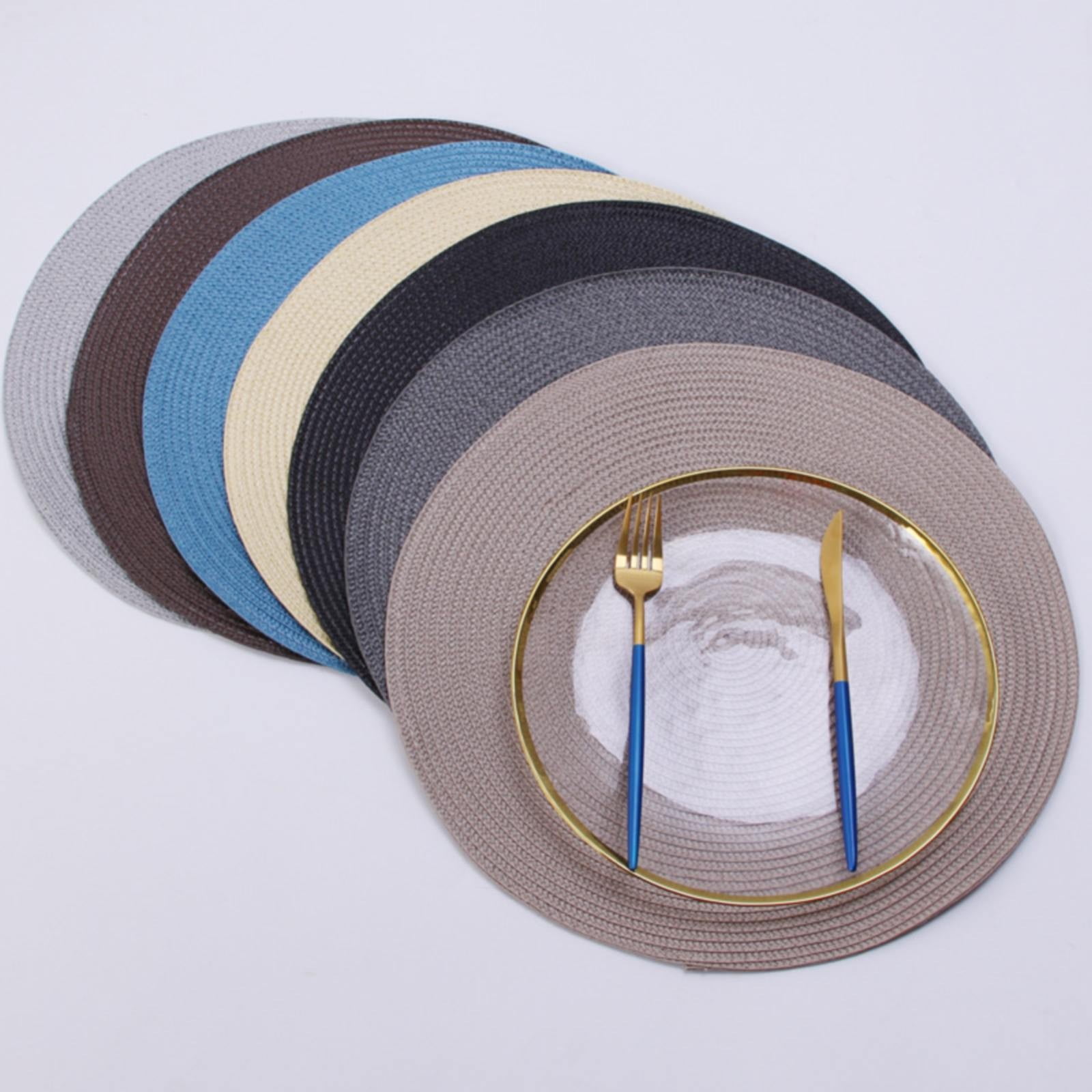 JWDX Placemats, 4 Pieces of Hand-Woven Placemats Insulation Mats Dining Table Anti-Slip Mats Clearance! Woven Spiral Table Placemats 15 Inches Round Set of 4 Non Slip Dining & Kitchen Table Mats Gold - Image 6