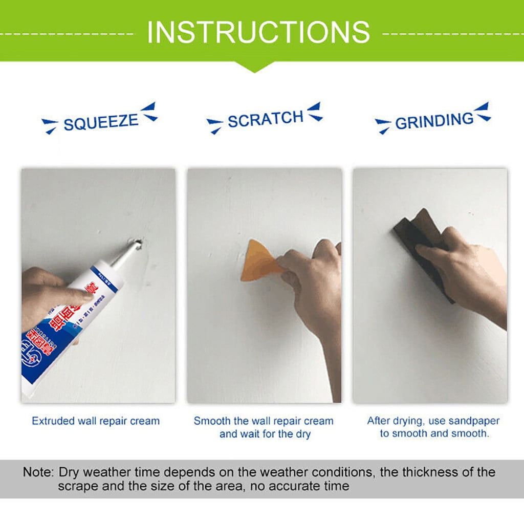 JWDX Cleaning Brush Clearance! White Latex Paint Wall Wall Cracks Ointment, Cleaning Brush Promotion Include 1X Wall Repair Paste 1X Scraper White - Image 3