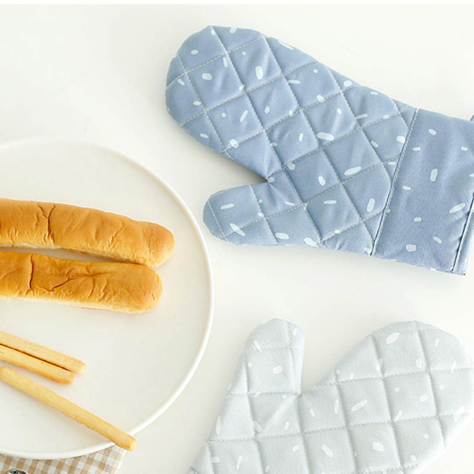 JWDX Oven Mitts Clearance! Premium Silicone Slip Oven Set Soft Flexible Oven Gloves Heat Kitchen Cooking Mitts Hands From Hot Surfaces Cookie Sheets Pair Set of 2, Include 1 Pair of Gloves Grey - Image 3