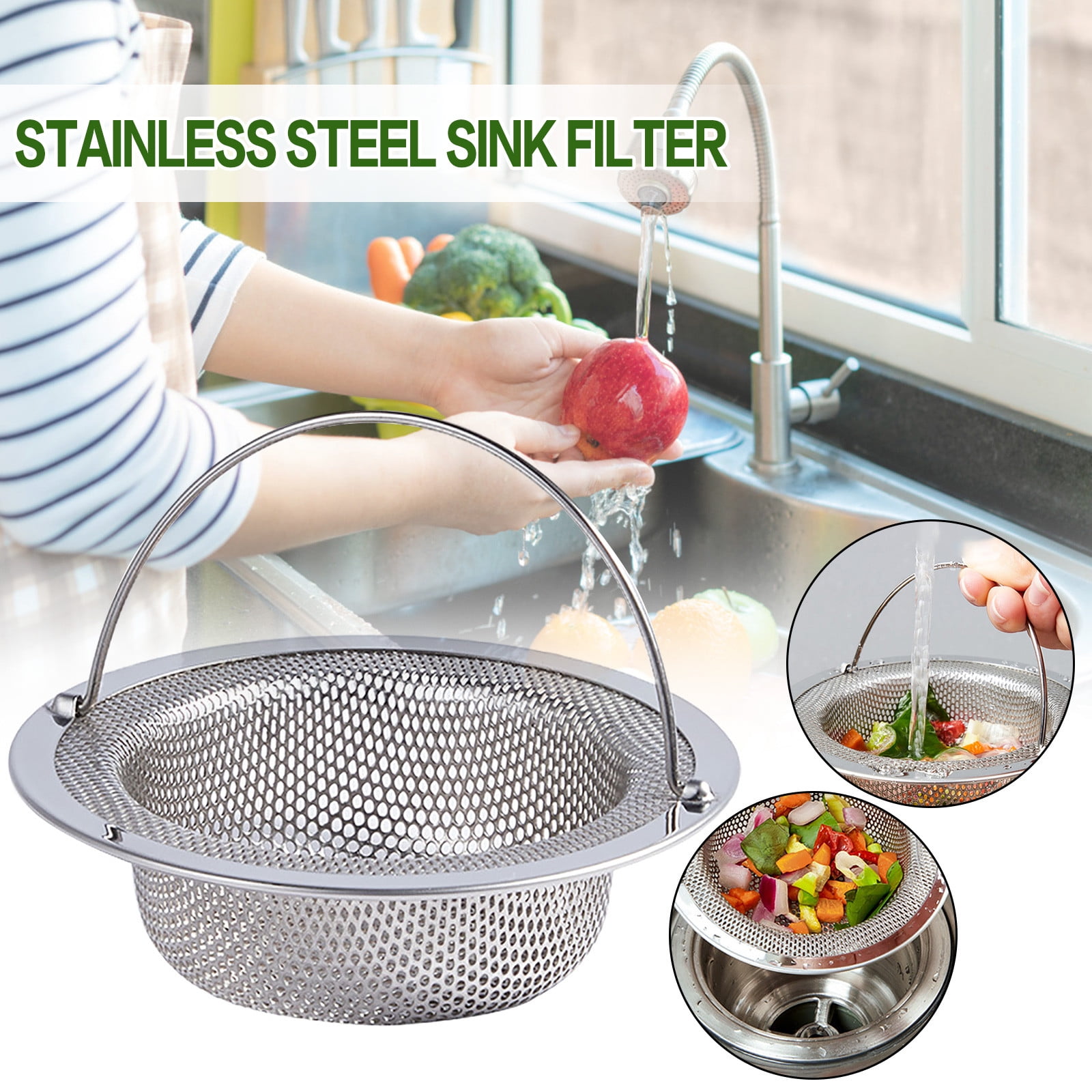 JWDX Strainers Clearance! Sink Strainer, Stainless Steel Kitchen Sink Strainer, Wide Edge, Suitable, Filter Screen Promotion Include 1X Filter Sink Net A - Image 2