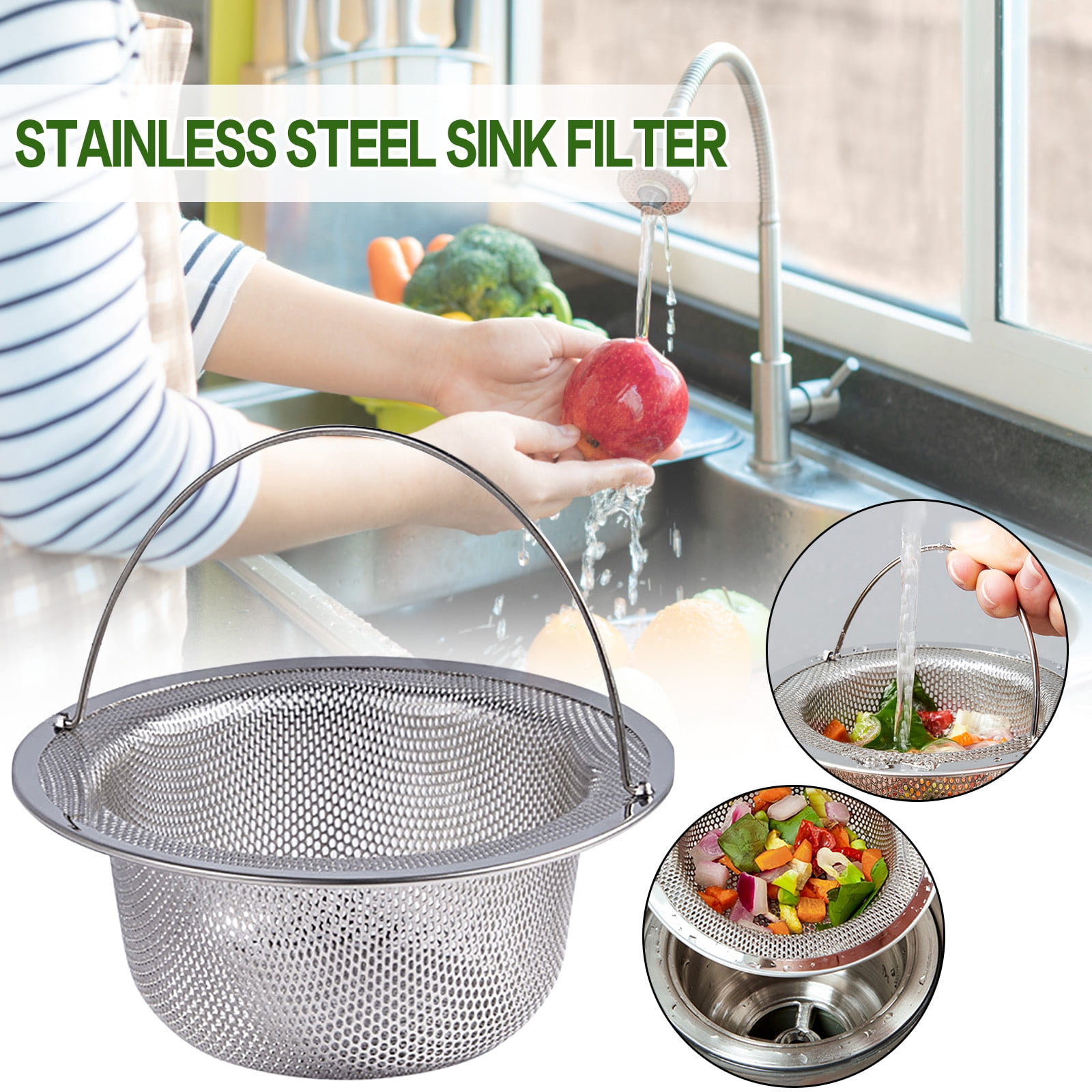 JWDX Strainers Clearance! Sink Strainer, Stainless Steel Kitchen Sink Strainer, Wide Edge, Suitable, Filter Screen Promotion Include 1X Filter Sink Net B - Image 2