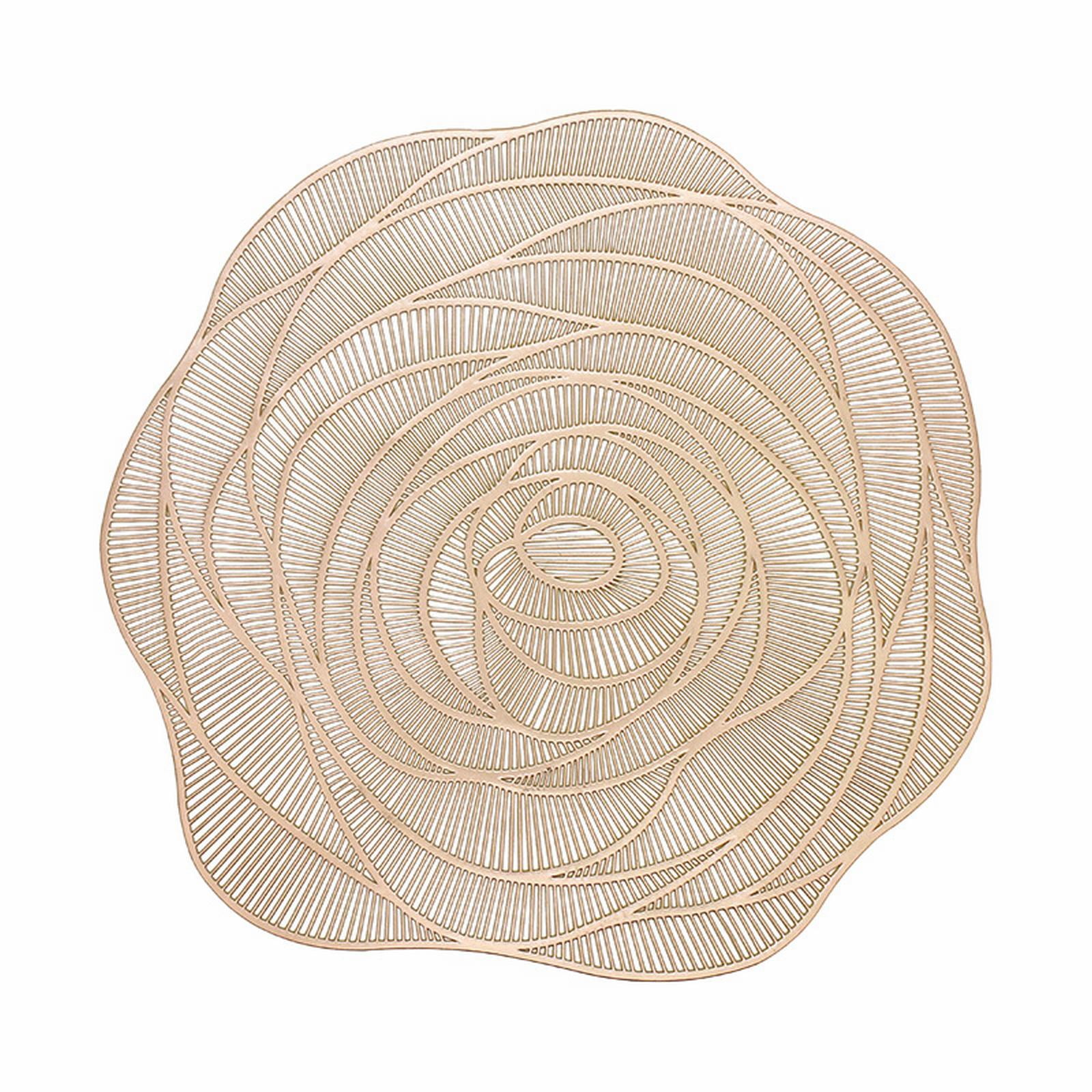 JWDX Placemat Clearance! Rose Vinyl Placemat Hollow Round Plastic Pvc Pressed Golden Dinning Table Mat Rose Table Mat American Light Luxury Gilding Cup Mat Decorative Table Mat, Include 1*Placemat GD1 - Image 1