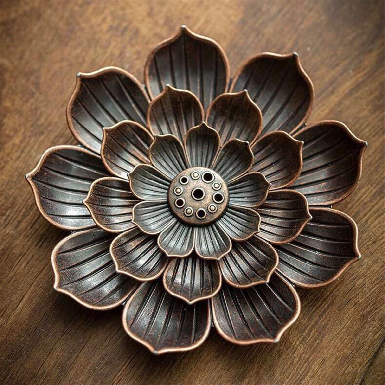 JWDX Rack Clearance! Ash Incense with Burner Brass Flower Burner Yoga Catcher Rack Stick Incense Tea Other, Storage Rack Promotion Include 1*Sandalwood Tray Brown - Image 5