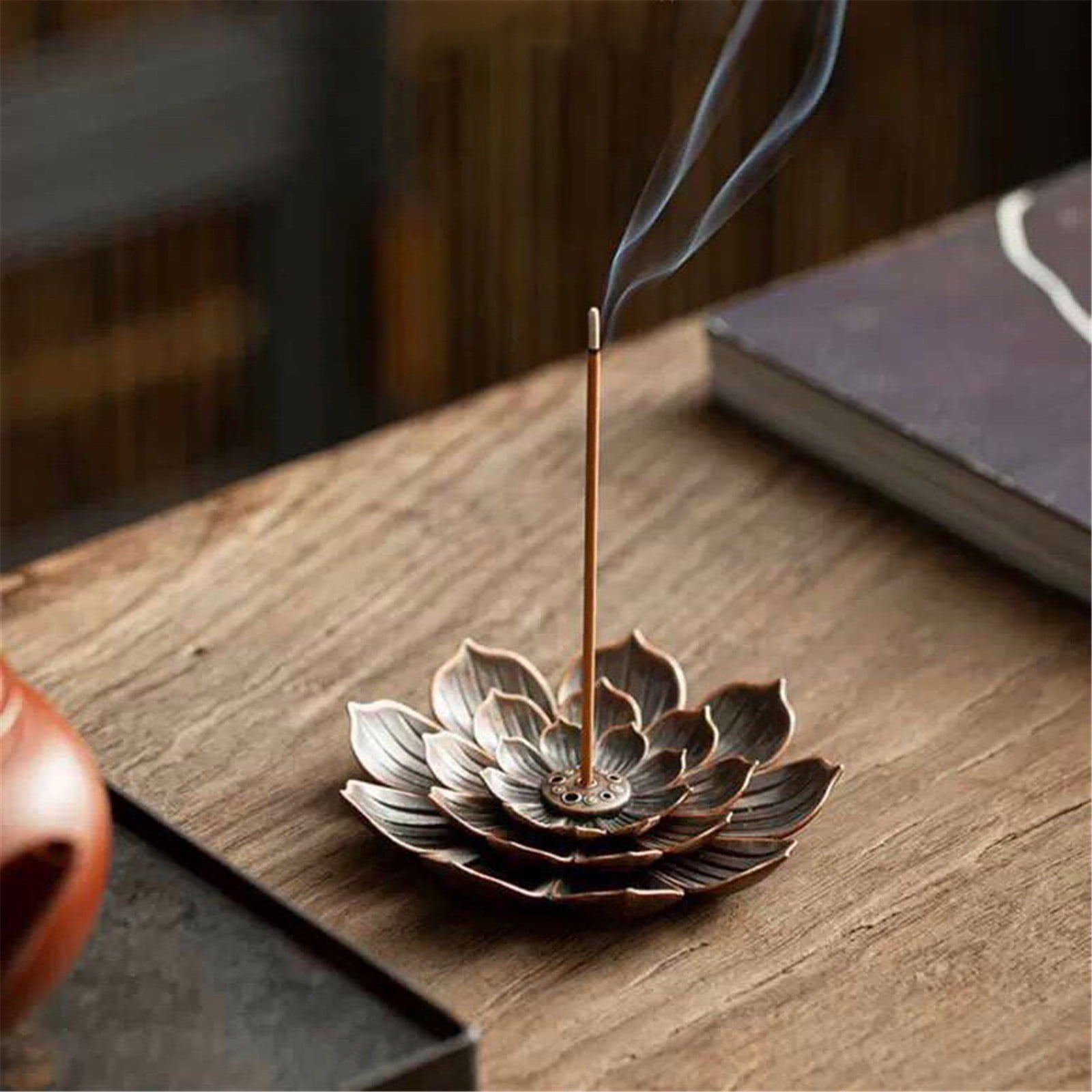 JWDX Rack Clearance! Ash Incense with Burner Brass Flower Burner Yoga Catcher Rack Stick Incense Tea Other, Storage Rack Promotion Include 1*Sandalwood Tray Brown - Image 8
