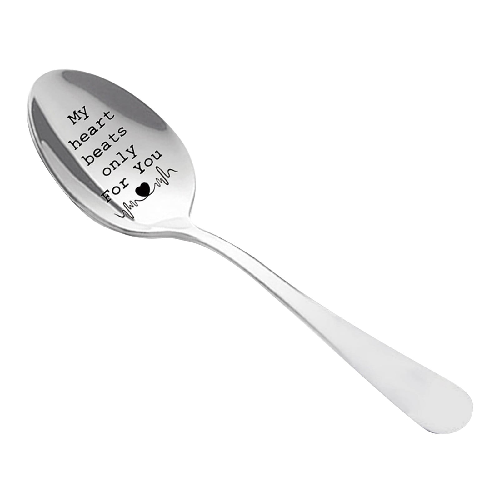 Clearance! JWDX Tableware Clearance Engraved Spoon Wonderful Present for Lover Couple and Girlfriend Boyfriend Tableware Coffee Spoons with Engraving B - Image 1