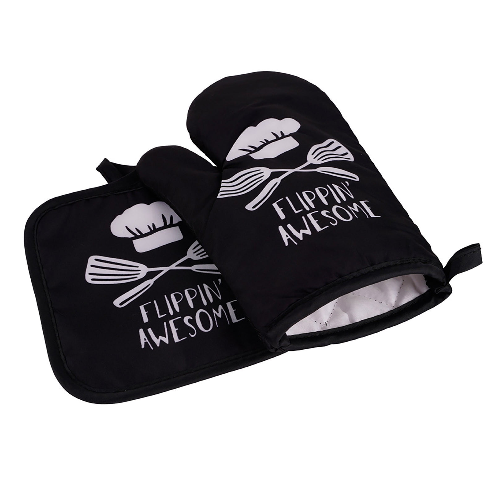JWDX Oven Mitts Clearance! Oven Mitts and Pot Holders Sets, Heat Resistants Oven Mitts Soft Cotton Lining and Non-Slip Surface Safes for Baking, Cooking, Bbq, Include 1*Glove, 1*Insulation Pad A - Image 2