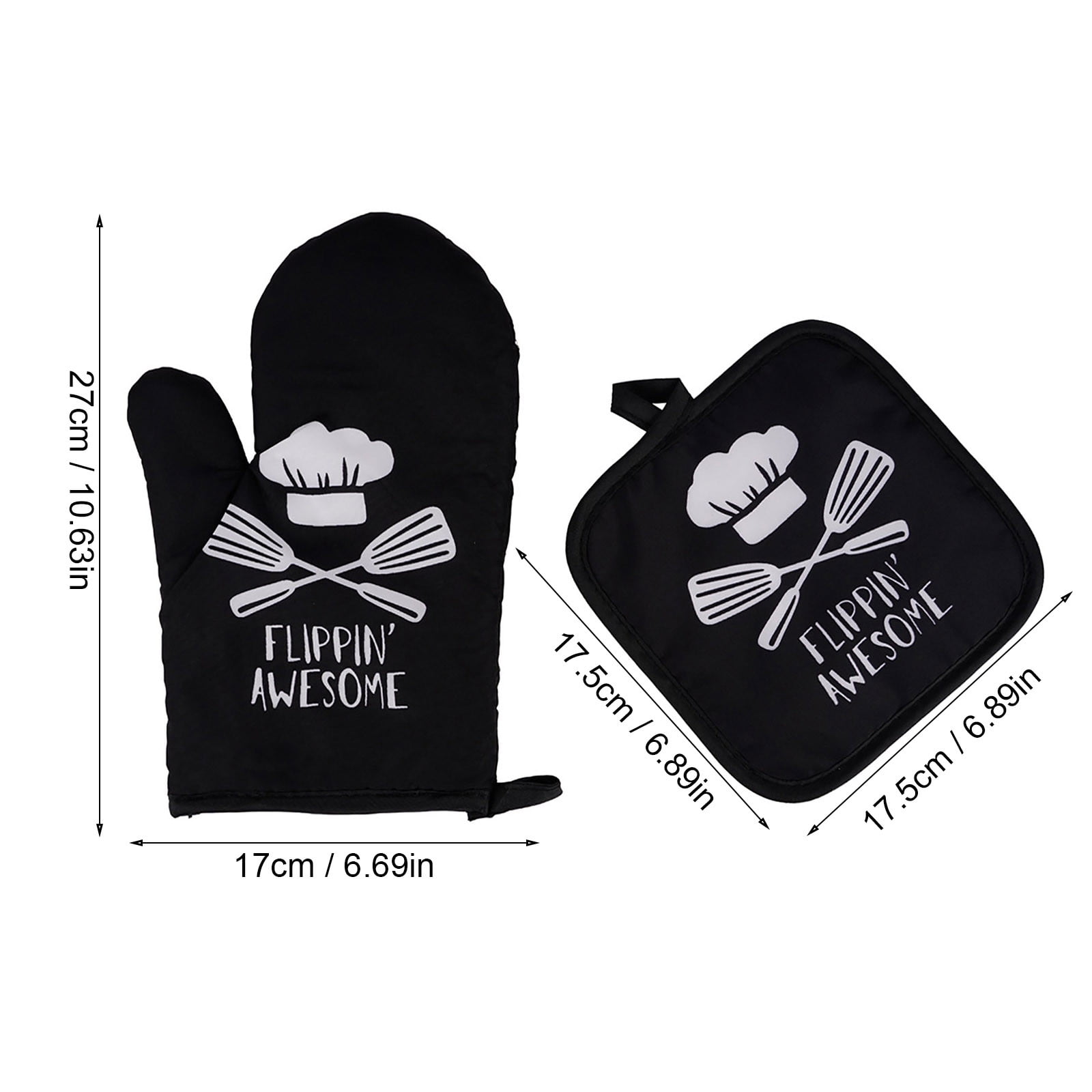 JWDX Oven Mitts Clearance! Oven Mitts and Pot Holders Sets, Heat Resistants Oven Mitts Soft Cotton Lining and Non-Slip Surface Safes for Baking, Cooking, Bbq, Include 1*Glove, 1*Insulation Pad A - Image 3