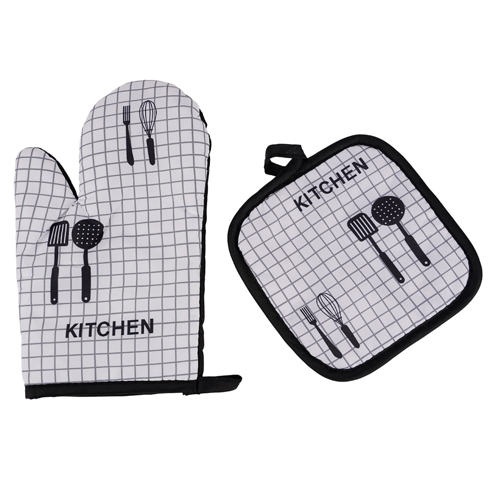 JWDX Oven Mitts Clearance! Oven Mitts and Pot Holders Sets, Heat Resistants Oven Mitts Soft Cotton Lining and Non-Slip Surface Safes for Baking, Cooking, Bbq, Include 1*Glove, 1*Insulation Pad B - Image 1