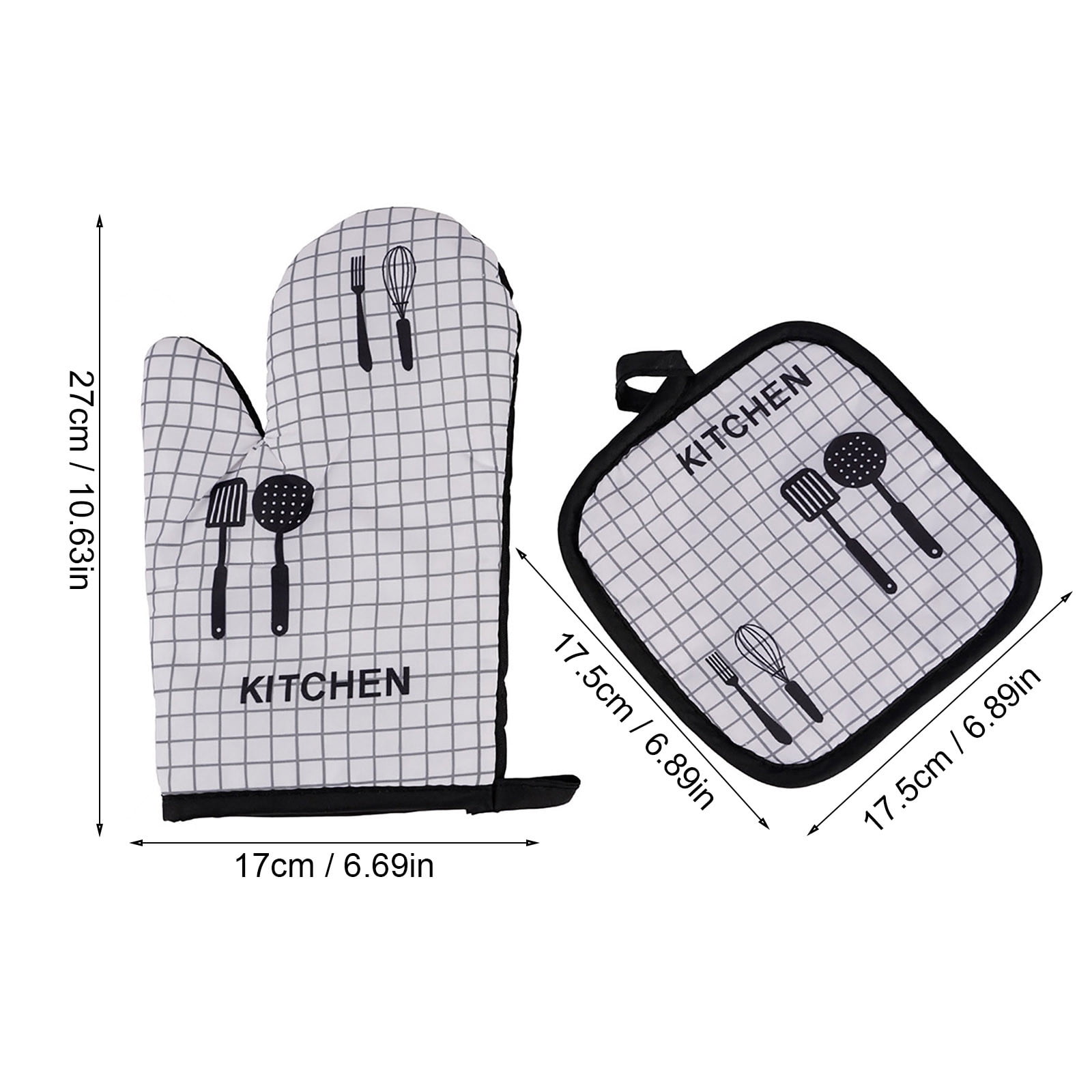 JWDX Oven Mitts Clearance! Oven Mitts and Pot Holders Sets, Heat Resistants Oven Mitts Soft Cotton Lining and Non-Slip Surface Safes for Baking, Cooking, Bbq, Include 1*Glove, 1*Insulation Pad B - Image 3