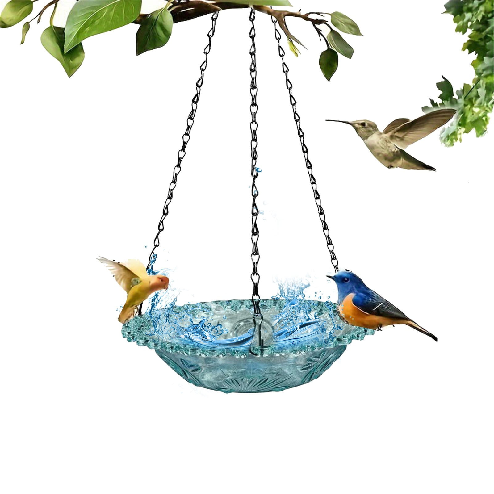 JWDX Bird Feeders for Outdoors Clearance! Hanging Bird Bath Plastic Bird Bath Plate Hanging Tray for Outdoors Hanging Bird Water or Bird Seed Hanging Bird Feeder for Outdoors Bird Bath Bowl S4-Blue - Image 2