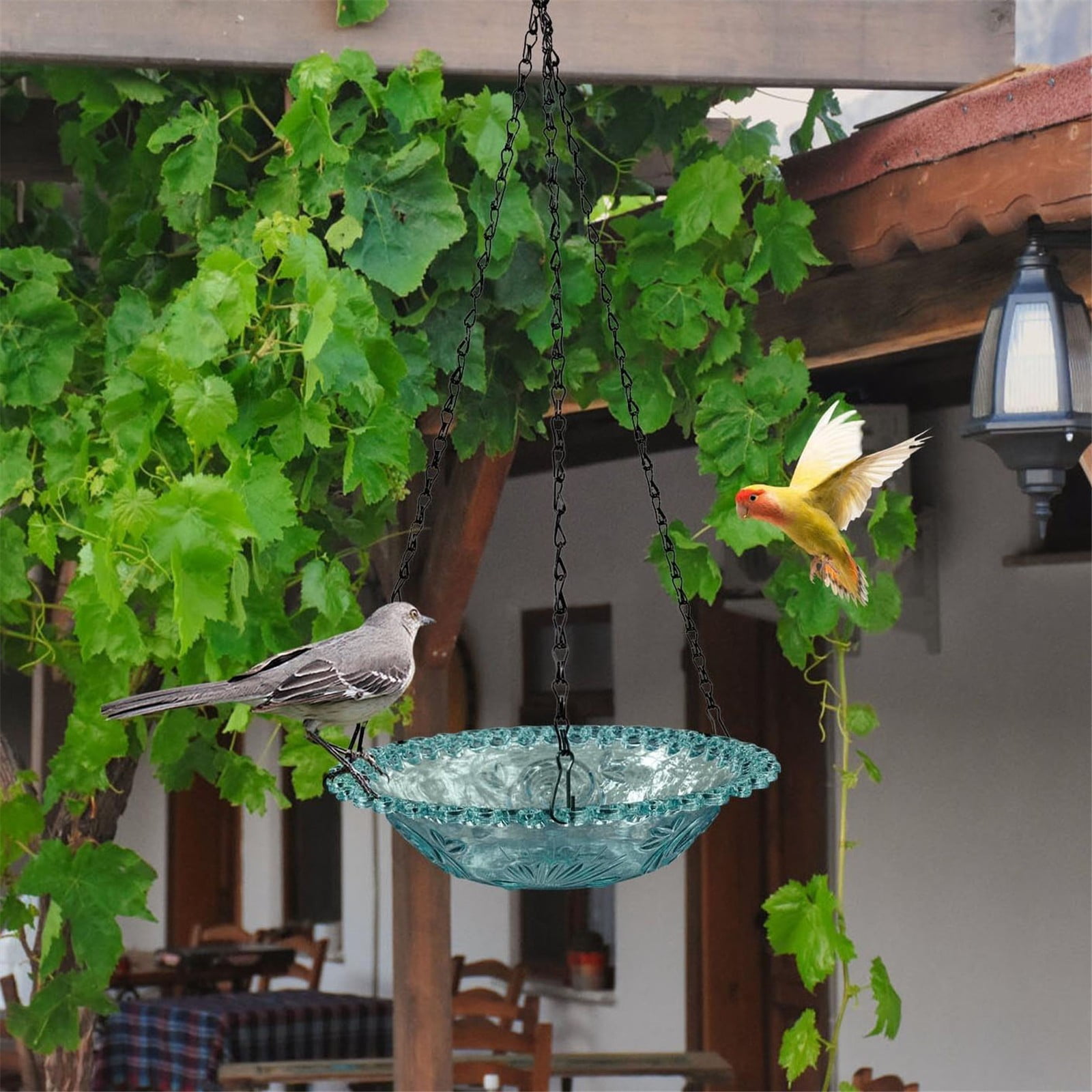 JWDX Bird Feeders for Outdoors Clearance! Hanging Bird Bath Plastic Bird Bath Plate Hanging Tray for Outdoors Hanging Bird Water or Bird Seed Hanging Bird Feeder for Outdoors Bird Bath Bowl S4-Blue - Image 4
