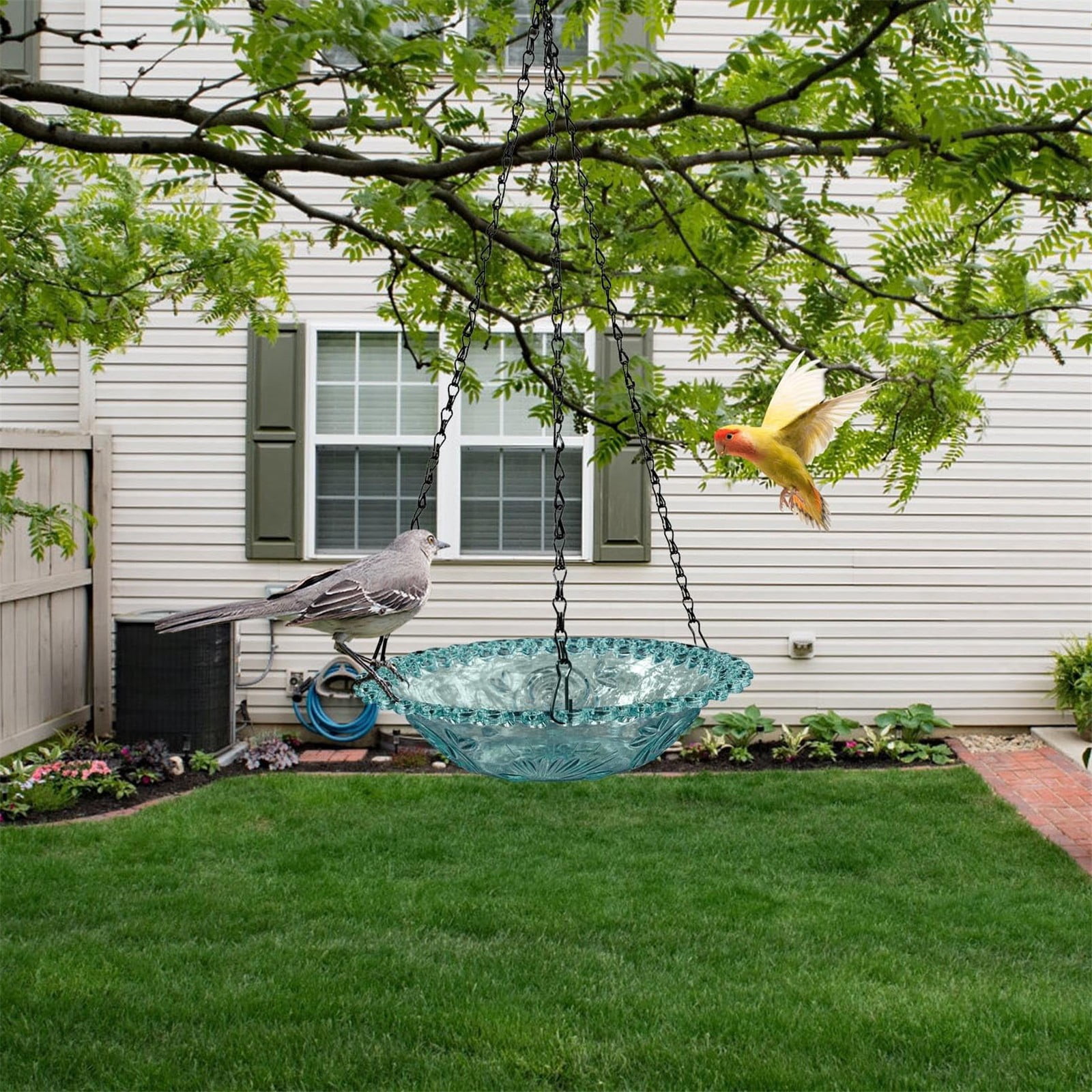 JWDX Bird Feeders for Outdoors Clearance! Hanging Bird Bath Plastic Bird Bath Plate Hanging Tray for Outdoors Hanging Bird Water or Bird Seed Hanging Bird Feeder for Outdoors Bird Bath Bowl S4-Blue - Image 5