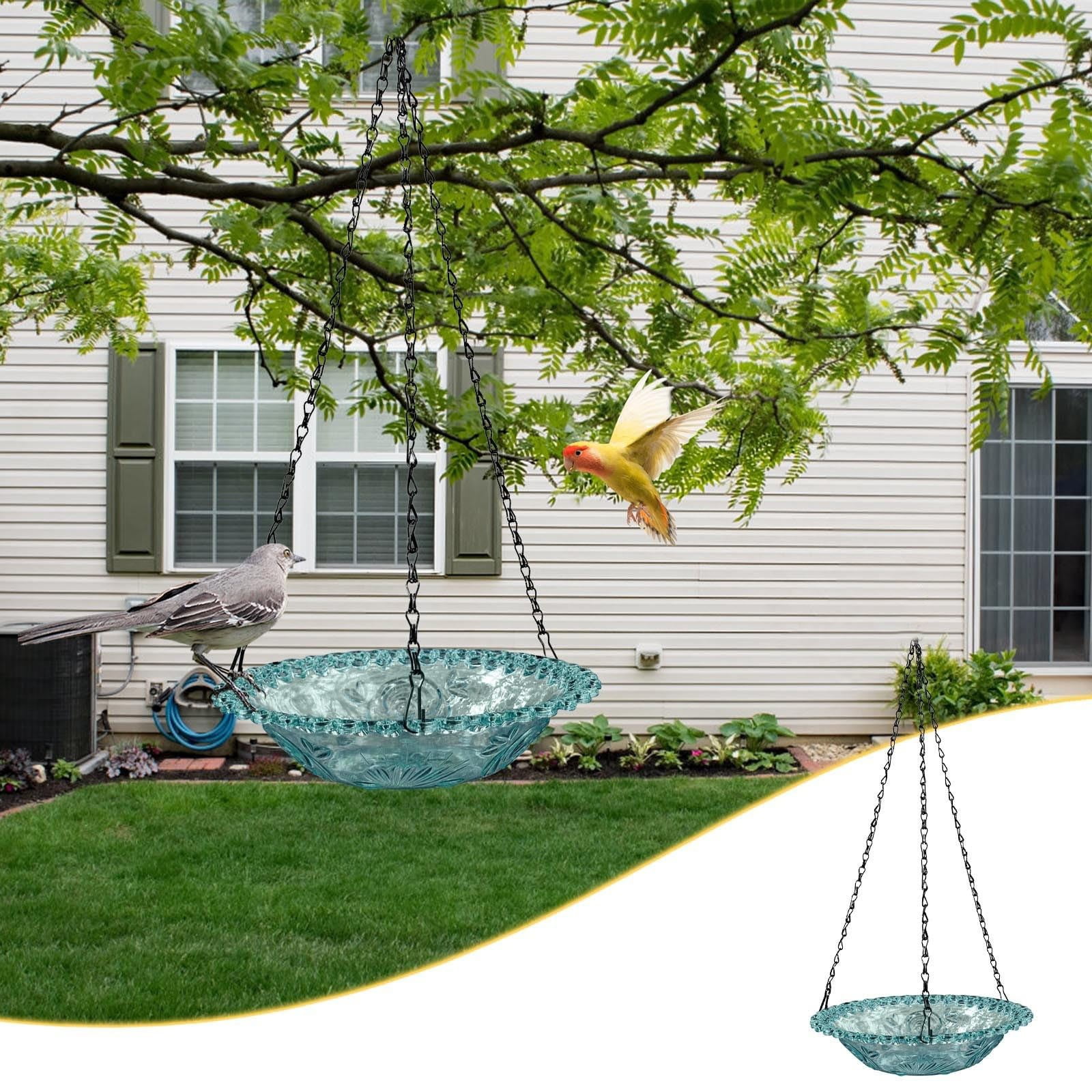 JWDX Bird Feeders for Outdoors Clearance! Hanging Bird Bath Plastic Bird Bath Plate Hanging Tray for Outdoors Hanging Bird Water or Bird Seed Hanging Bird Feeder for Outdoors Bird Bath Bowl S4-Blue - Image 7