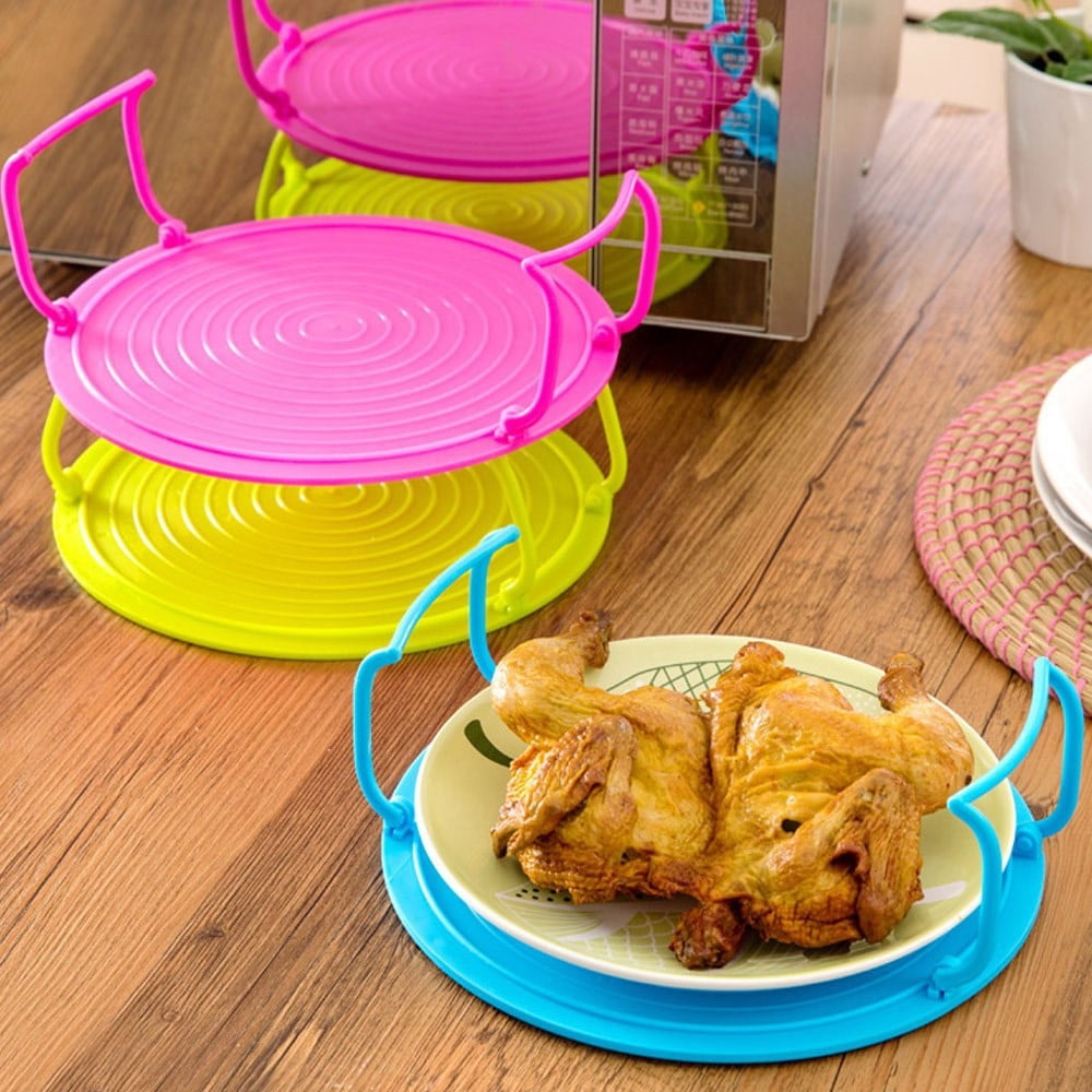 Multifunctional Double-Layer Microwave Oven Rack Microwave Stand Multifunctional Microwave Oven Heating Layered Steaming Tray Tray Double Layer Green Eguiwyn Clearance! 3-As Shown - Image 2