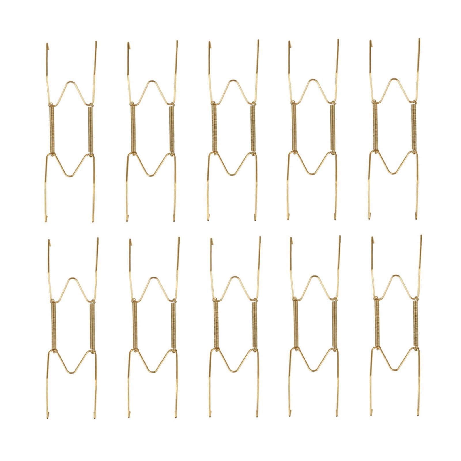 JWDX Hooks Clearance! Dish Display Plate Hangers 10 Pack Stainless Steel Decorative Wire Plate Hanger Holders in Spring Hook Holder Hanging Wire for Decorative Plates and Art Gold - Image 1