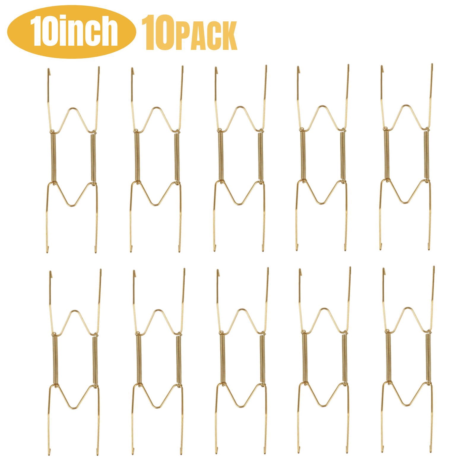 JWDX Hooks Clearance! Dish Display Plate Hangers 10 Pack Stainless Steel Decorative Wire Plate Hanger Holders in Spring Hook Holder Hanging Wire for Decorative Plates and Art Gold - Image 2