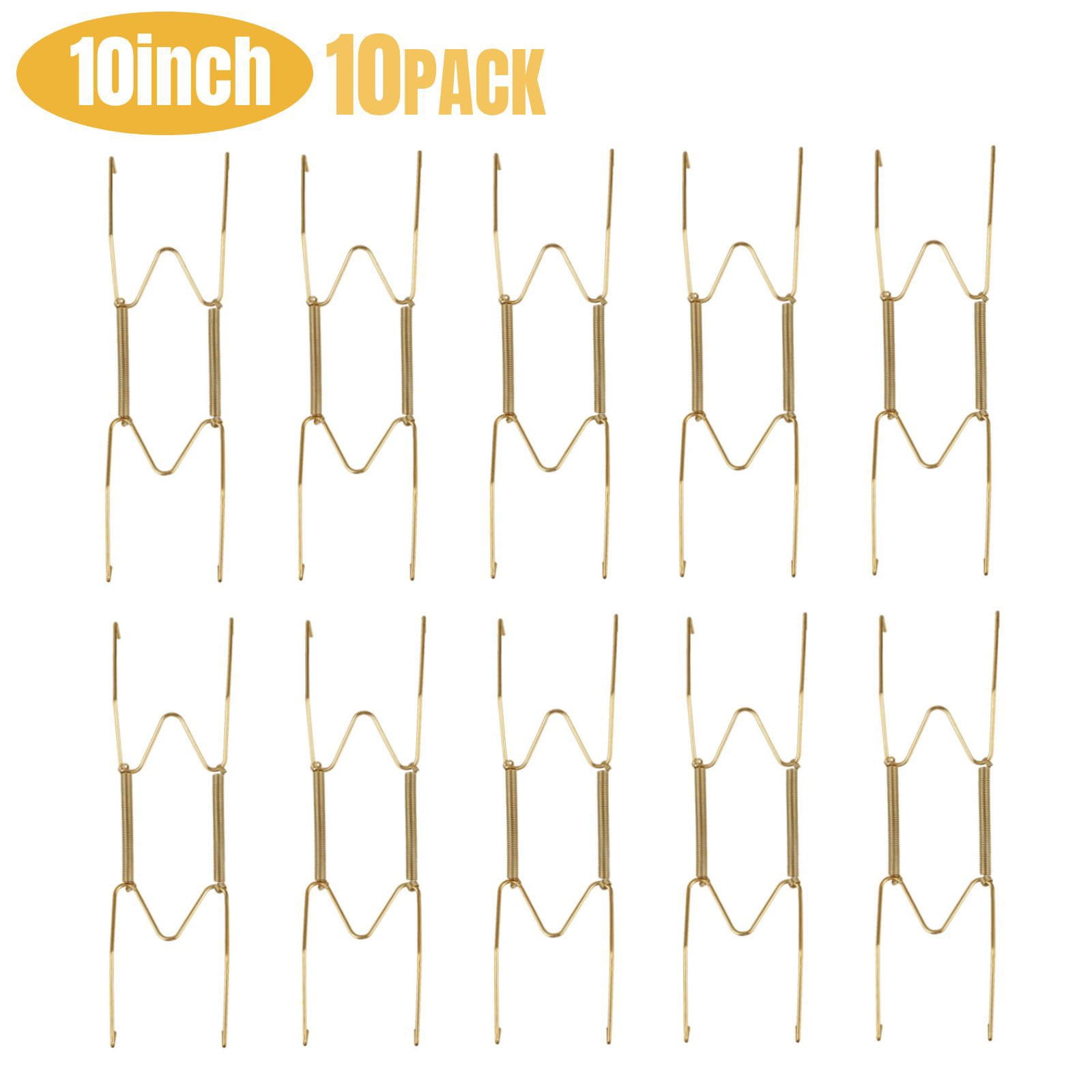 JWDX Hooks Clearance! Dish Display Plate Hangers 10 Pack Stainless Steel Decorative Wire Plate Hanger Holders in Spring Hook Holder Hanging Wire for Decorative Plates and Art Gold - Image 3