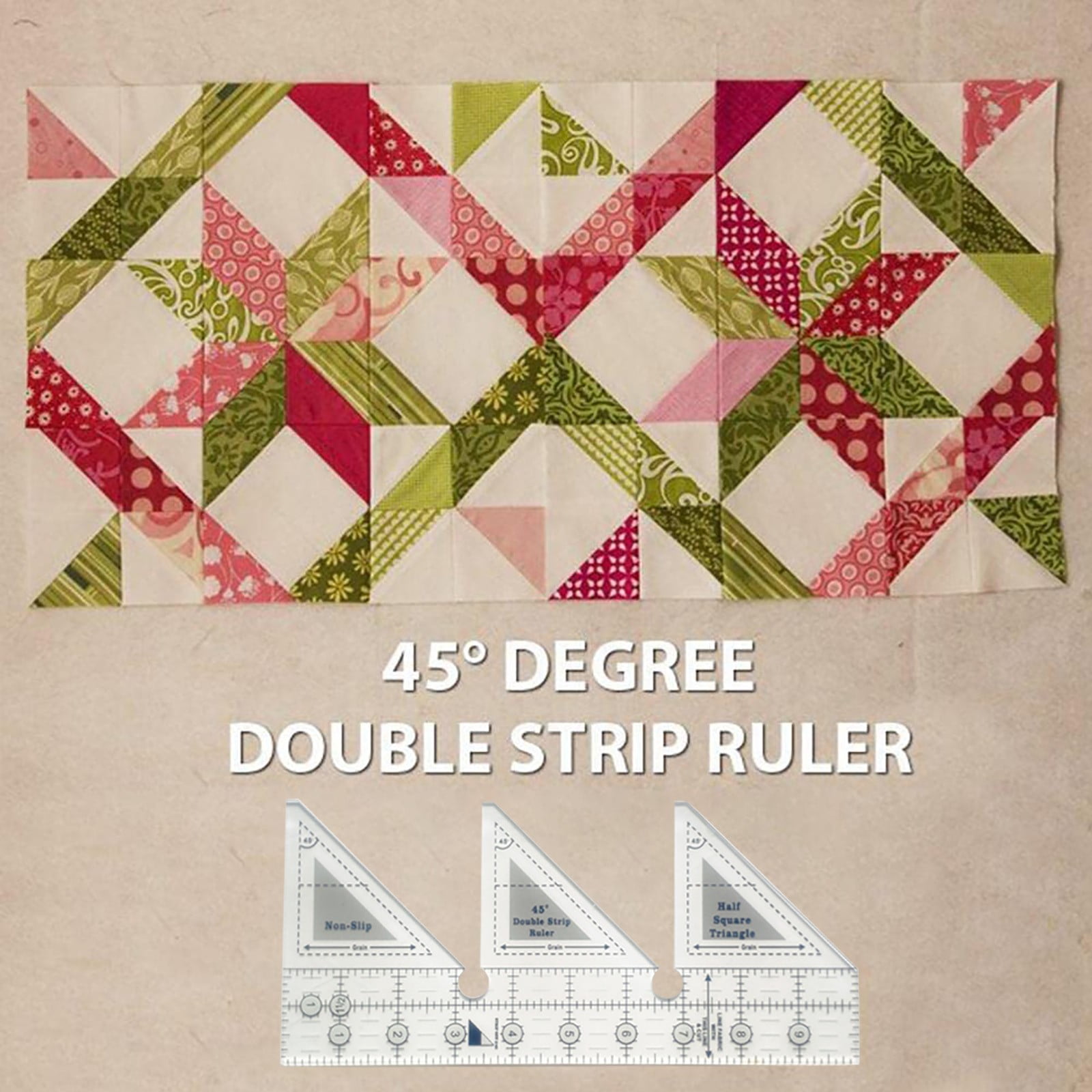 JWDX Measuring Tools Clearance! 45 Degree Sewing Design Ruler A 4 Inches, Creative Ruler Grids 45°Double Strip Ruler Non Slip Quarter Square Triangle Cutting Guide for Sewing, include 1X Ruler A - Image 4