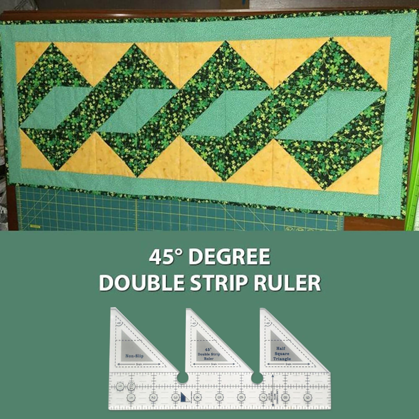 JWDX Measuring Tools Clearance! 45 Degree Sewing Design Ruler A 4 Inches, Creative Ruler Grids 45°Double Strip Ruler Non Slip Quarter Square Triangle Cutting Guide for Sewing, include 1X Ruler A - Image 7