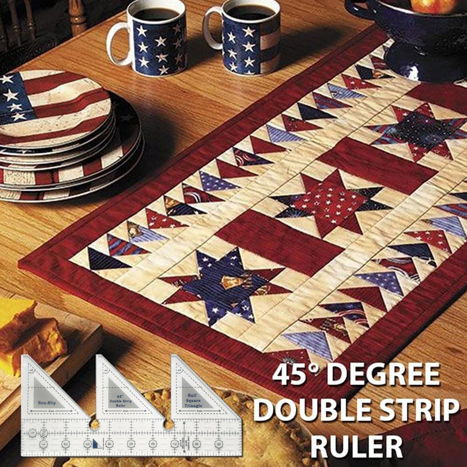 JWDX Measuring Tools Clearance! 45 Degree Sewing Design Ruler A 4 Inches, Creative Ruler Grids 45°Double Strip Ruler Non Slip Quarter Square Triangle Cutting Guide for Sewing, include 1X Ruler B - Image 5