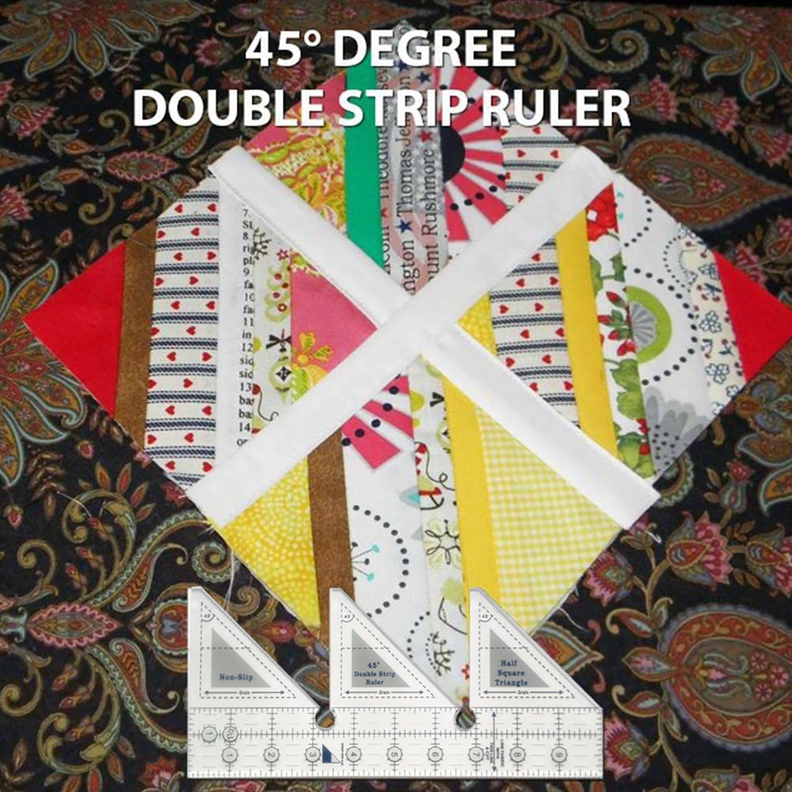 JWDX Measuring Tools Clearance! 45 Degree Sewing Design Ruler A 4 Inches, Creative Ruler Grids 45°Double Strip Ruler Non Slip Quarter Square Triangle Cutting Guide for Sewing, include 1X Ruler B - Image 8