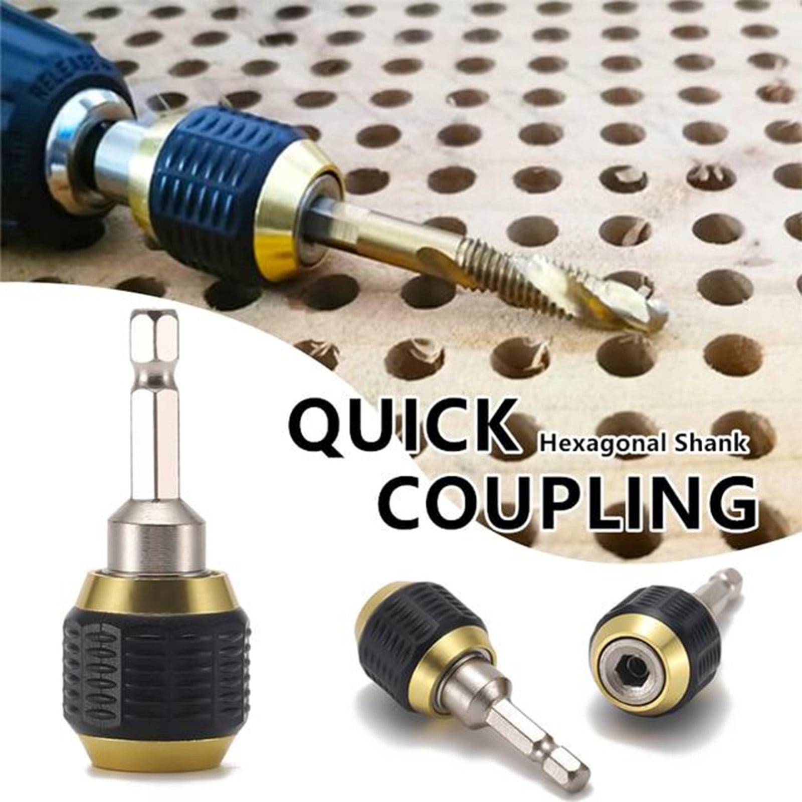 JWDX Electrical Tools Clearance! 2Pcs Quick Connect Drill Chuck Tools, Drill 1/4 Coupling Shank Quick Drill Chuck Holder Drill Bit 60Mm Bit Tool Hex Tools and Home Improvement Black - Image 2