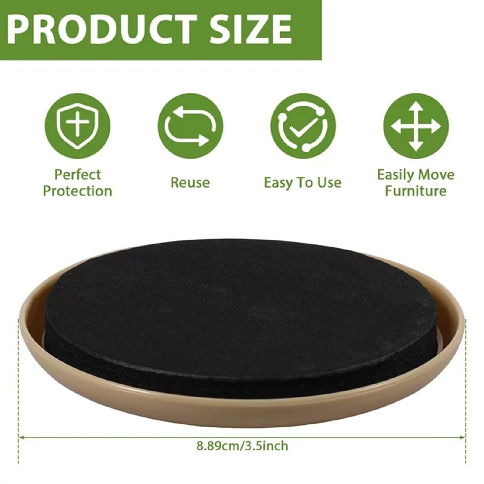 JWDX Furniture Protection Clearance! Furniture Sliders 16 Pack Plastic Rubber Sliders for Furniture Legs 3.5 Inch Furniture Carpet Moving Pads Chair Leg Floor Protectors Movers Reusable Black - Image 4