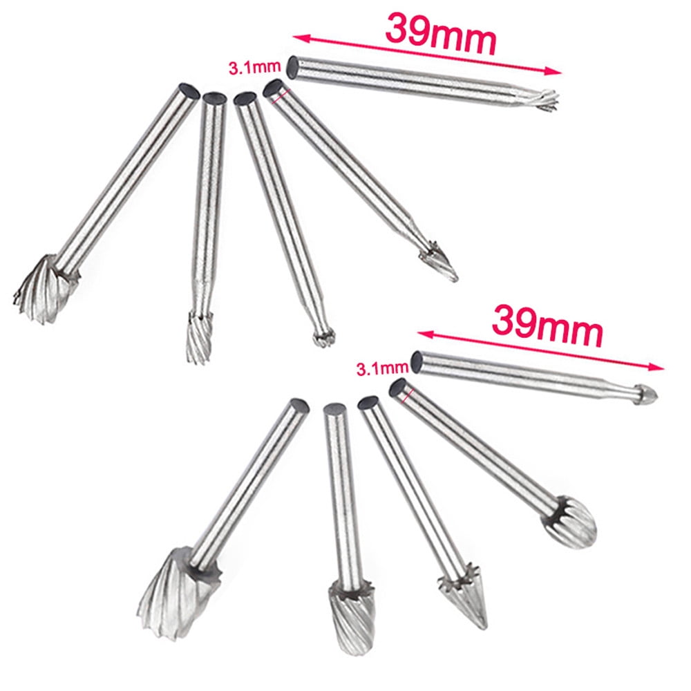 JWDX Drill Bit Clearance! 10Pcs Fine Needle Rotary Files White Diamond Drill Bits Silver, 10 Pcs/Set Hss Dremel Routing Rotary Milling Rotary File Cutter Wood, include 10 Drill Bits Silver - Image 2