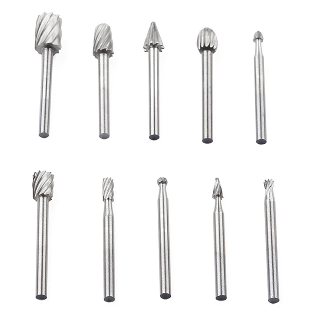 JWDX Drill Bit Clearance! 10Pcs Fine Needle Rotary Files White Diamond Drill Bits Silver, 10 Pcs/Set Hss Dremel Routing Rotary Milling Rotary File Cutter Wood, include 10 Drill Bits Silver - Image 7