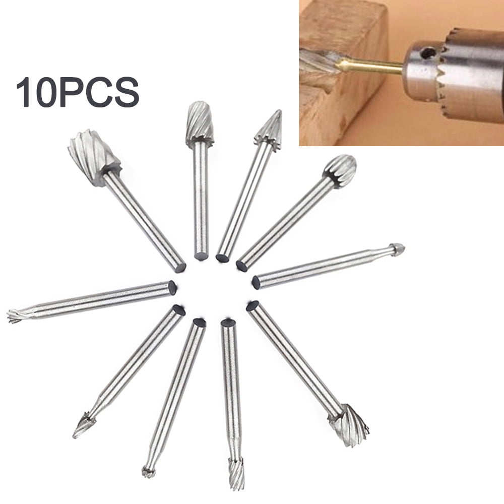 JWDX Drill Bit Clearance! 10Pcs Fine Needle Rotary Files White Diamond Drill Bits Silver, 10 Pcs/Set Hss Dremel Routing Rotary Milling Rotary File Cutter Wood, include 10 Drill Bits Silver - Image 8