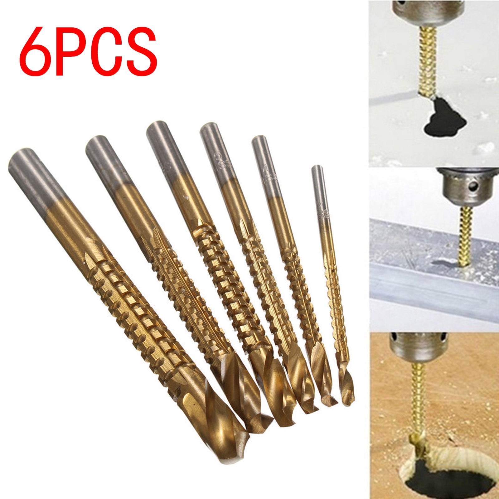 JWDX Drill Bit Clearance! Tool Woodworking Saw Spiral Drill Side Carpenter Bit Hole Cutting Cutting Tools and Home Improvement, include 1X Drill Bit Gold - Image 2