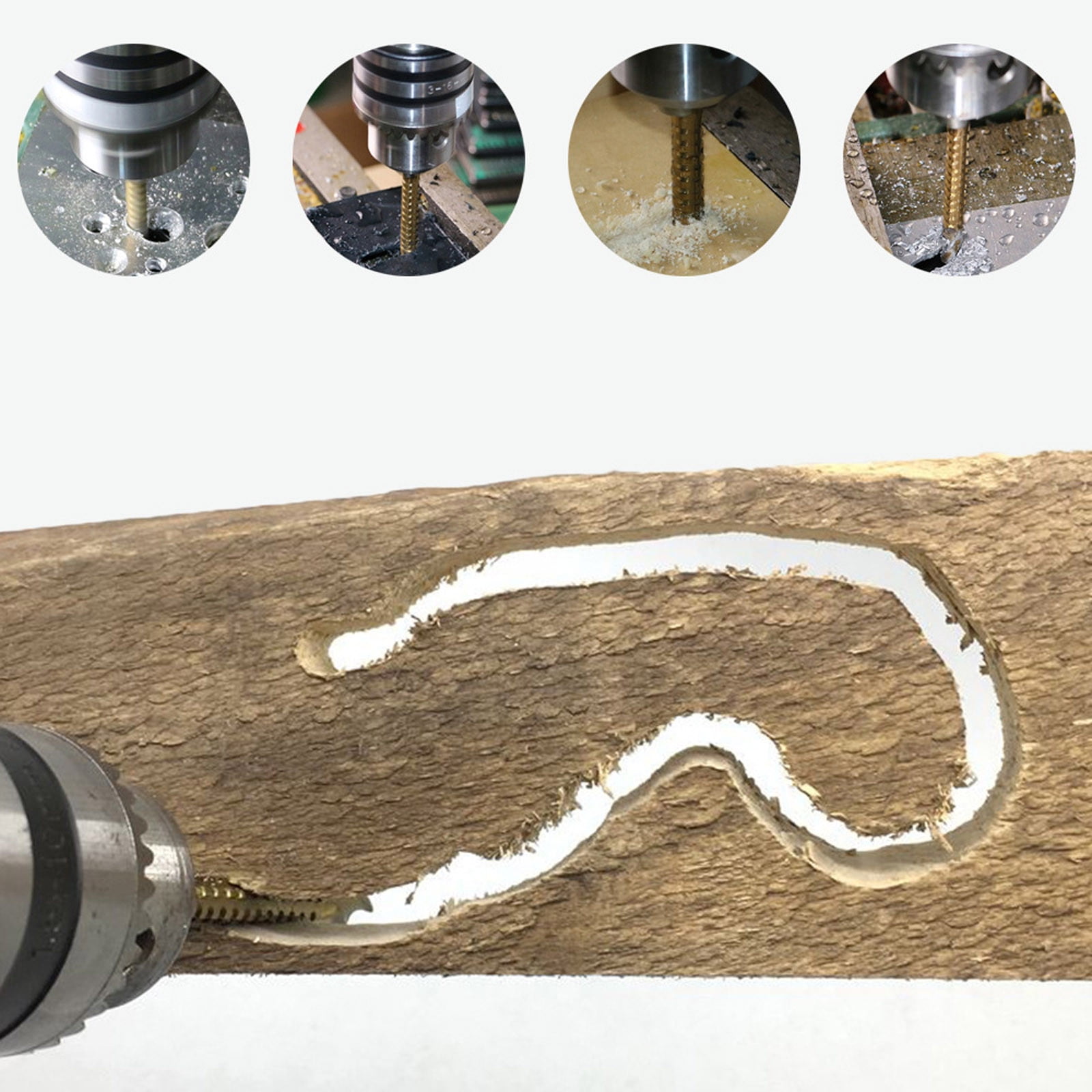 JWDX Drill Bit Clearance! Tool Woodworking Saw Spiral Drill Side Carpenter Bit Hole Cutting Cutting Tools and Home Improvement, include 1X Drill Bit Gold - Image 4