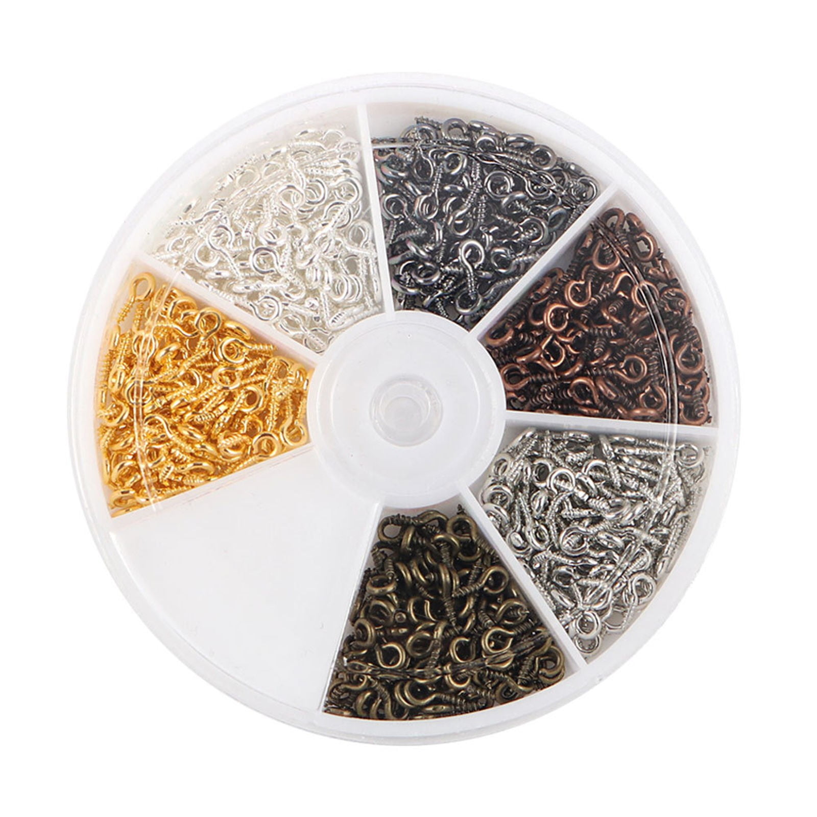 JWDX Office and Craft and Stationery Clearance! Alloy Thread Nails, 600 Pcs Eye Hooks Screw 8 X 4 Mm Steel Eye Pins for Jewelry Making Diy Crafts Eyelets Screw Threaded Silver Clasps Hooks 6 Colors Silver - Image 1