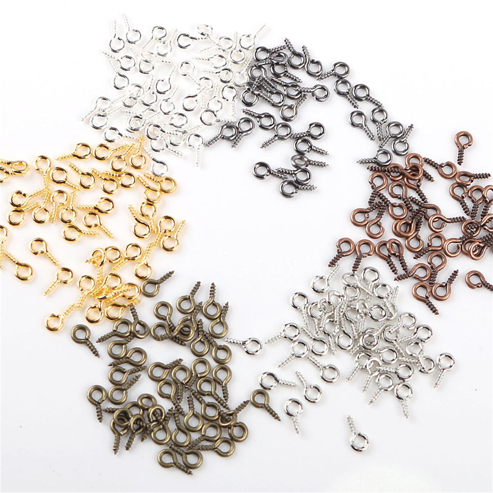 JWDX Office and Craft and Stationery Clearance! Alloy Thread Nails, 600 Pcs Eye Hooks Screw 8 X 4 Mm Steel Eye Pins for Jewelry Making Diy Crafts Eyelets Screw Threaded Silver Clasps Hooks 6 Colors Silver - Image 8