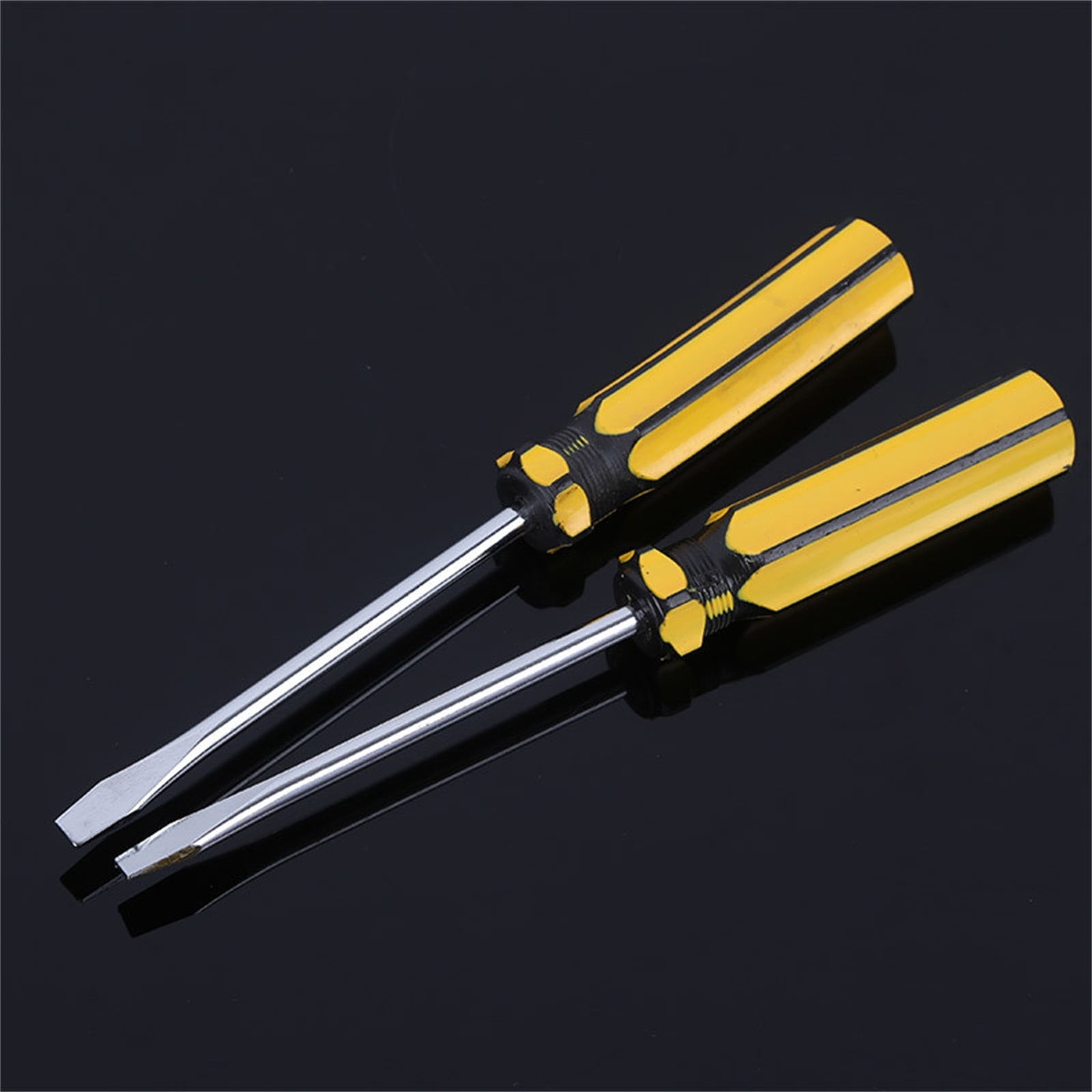 Eewia Screwdriver Clearance! Pvc Handle Screwdriver Metric Single Use Carbon Steel Cross Flat Head Screwdriver B, Hardware Tools Pvc Handle Driver Metric Single Use Steel Flathead Screwdriver black and bright yellow - Image 3