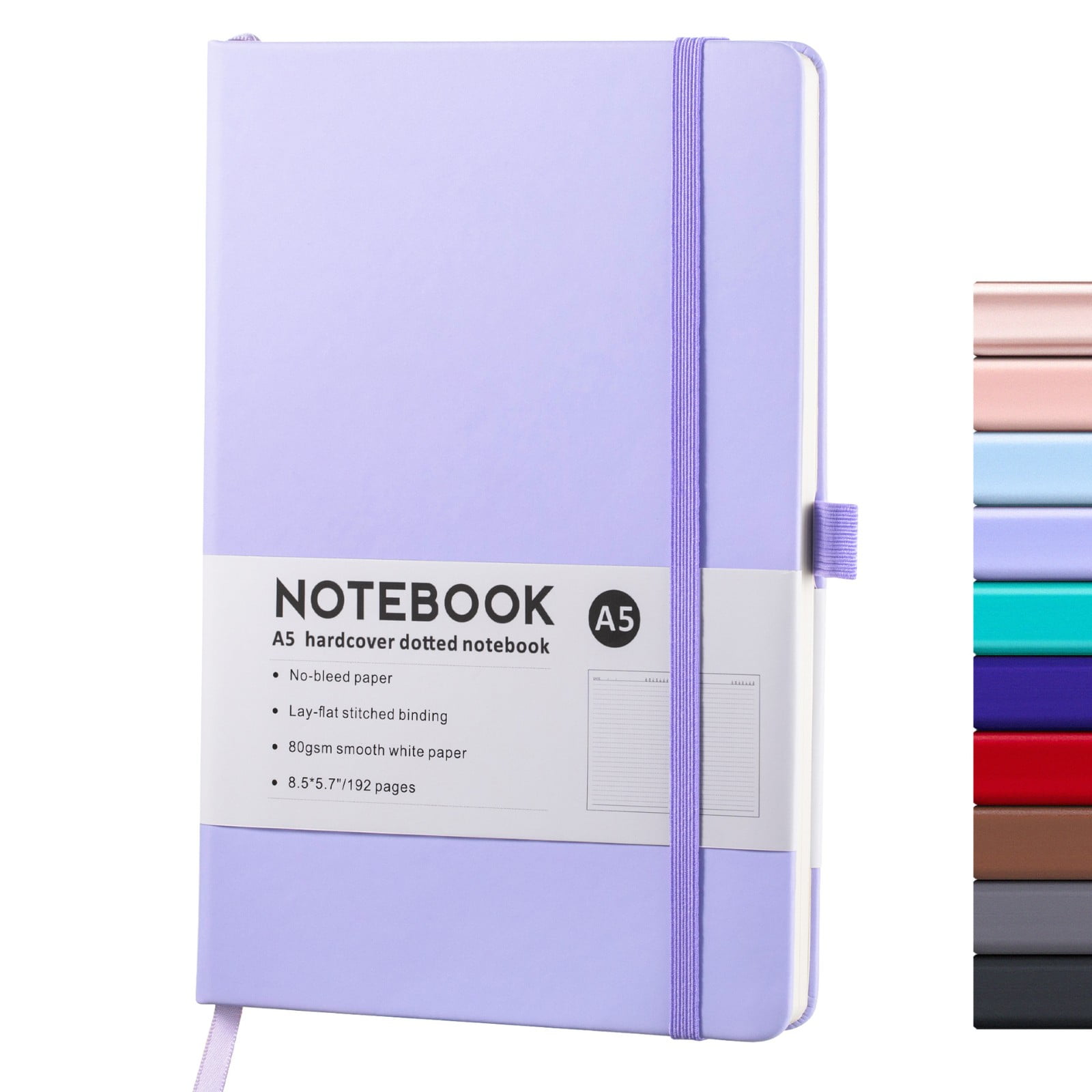 JWDX Notebook Clearance! Simple A5 Notebook Elastic Band Student Diary 96 Sheets, Lined Classic Pocket Notebook Journal Leather Hard Premium Thick Paper with Inner Pocket 3.5 W4-Purple - Image 2