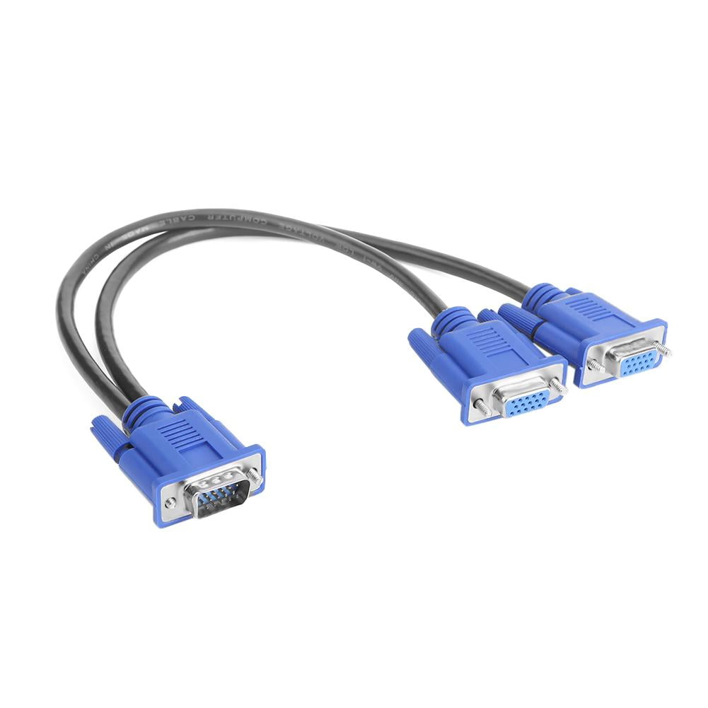 PLGEBR Dual 2 Monitor VGA Male to Female Cable, Blue - Image 1