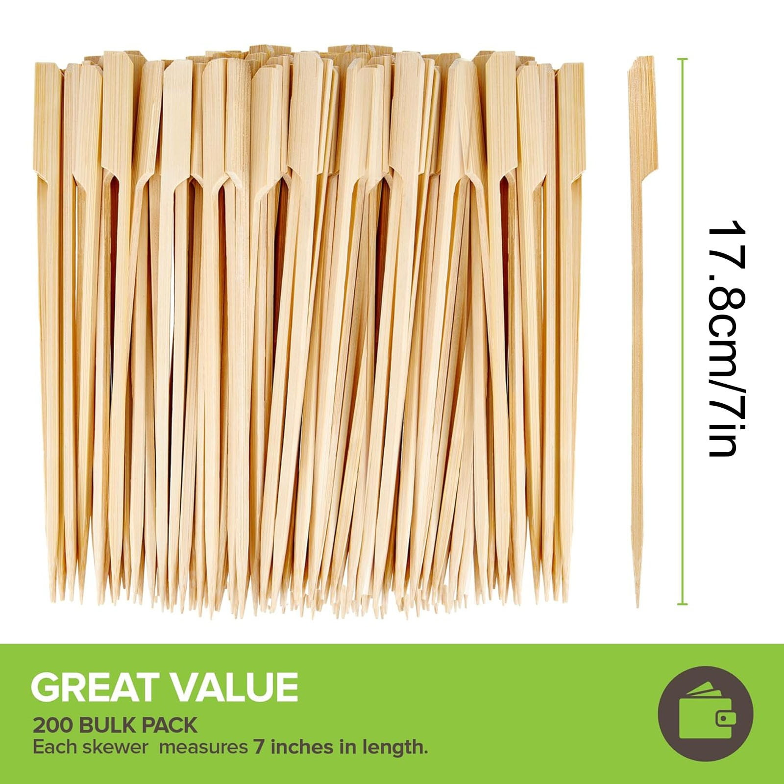Clearance! Eewia Skewer Skewers 100Pcs Food Toothpicks Wide Flat Wood Picks for Cocktail Fruit Grilling Drink Bbq Barbecue Yakitori Chicken Fondue Roast, Bbq Skewers Kebab Skewers 100 Beige 9 Beige - Image 3