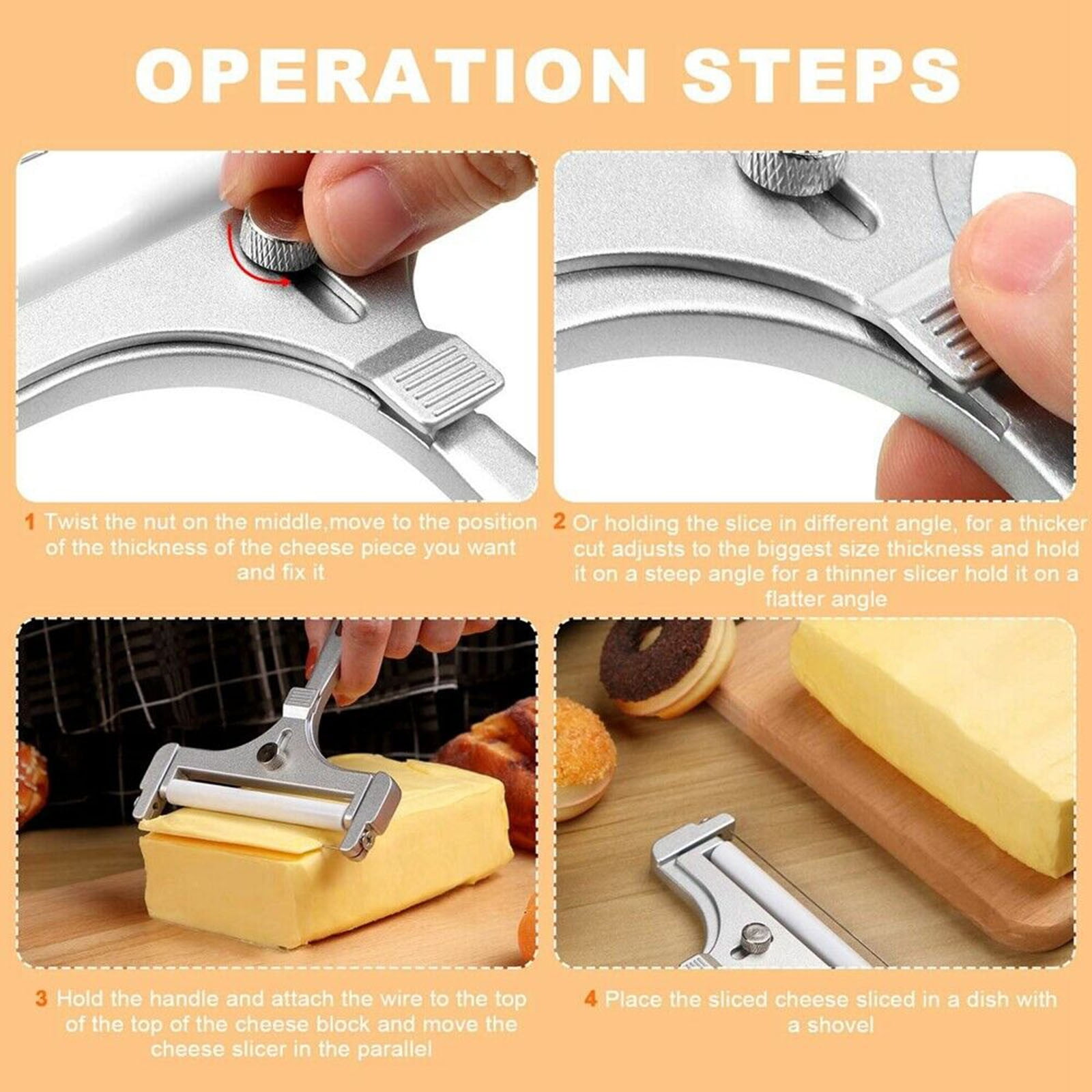 PLGEBR Home Decor Cutter Wire Stainless Steel Cheese Grater Peeler Cheese Slicers Kitchen Gadgets As Shown - Image 5
