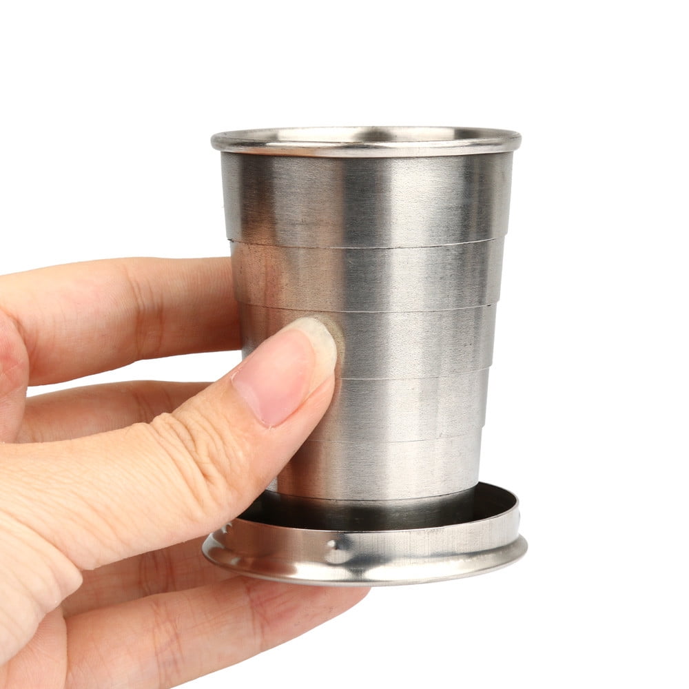 Clearance School Supplies! JWDX Medium Stainless Steel Telescopic Cup 02356, Emergency Steel Telescopic Shot Cup Glass Travel Collapsible Pocket Kitchen，Dining and Bar Silver - Image 3