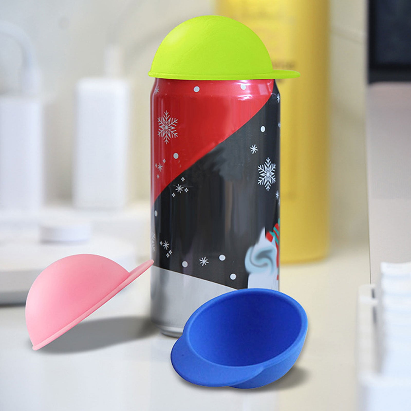 Clearance Back to School Supplies! JWDX Cute Can Hat Sealing Cover Cola Beer Preservation Cover Silicone Cup Cover Dustproof and Leakproof Coffee Color (Include: 1X Can Hat Sealing Cover) Blue - Image 5